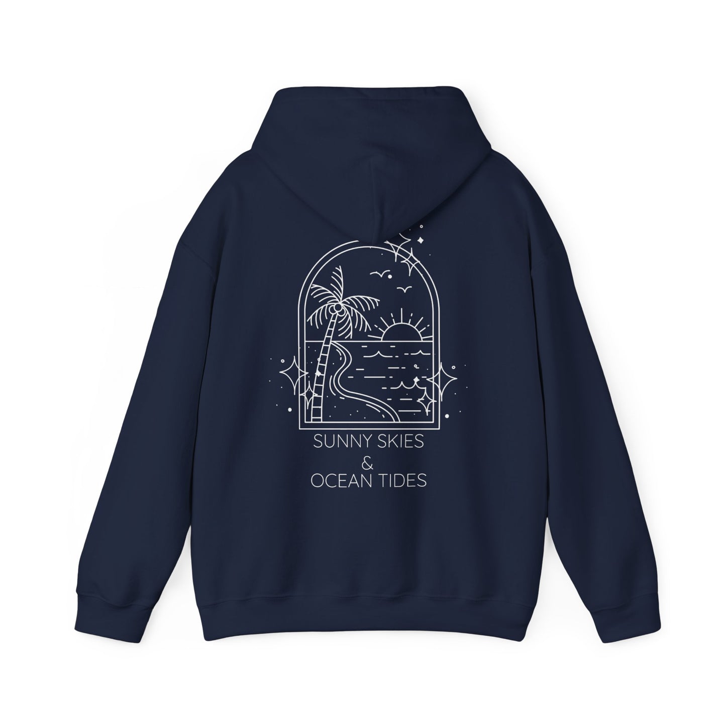 Sunny Skies and Ocean Tides Hoodie, Unisex Sweater, Summer Apparel, Ocean Lover Gift, Relaxing Outfit, Casual Fashion