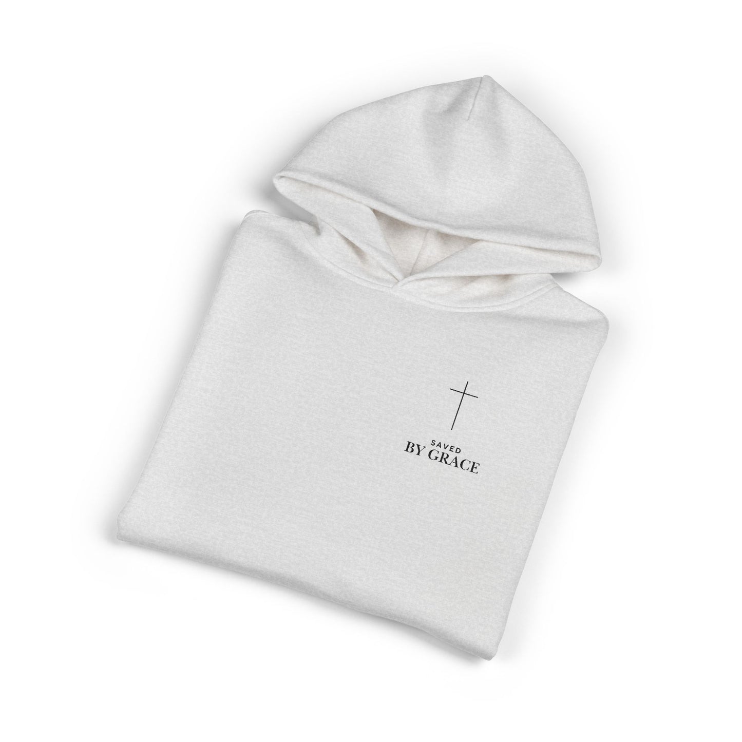 Saved by Grace Embroidered Cross Hoodie — Heavyweight Christian Comfort
