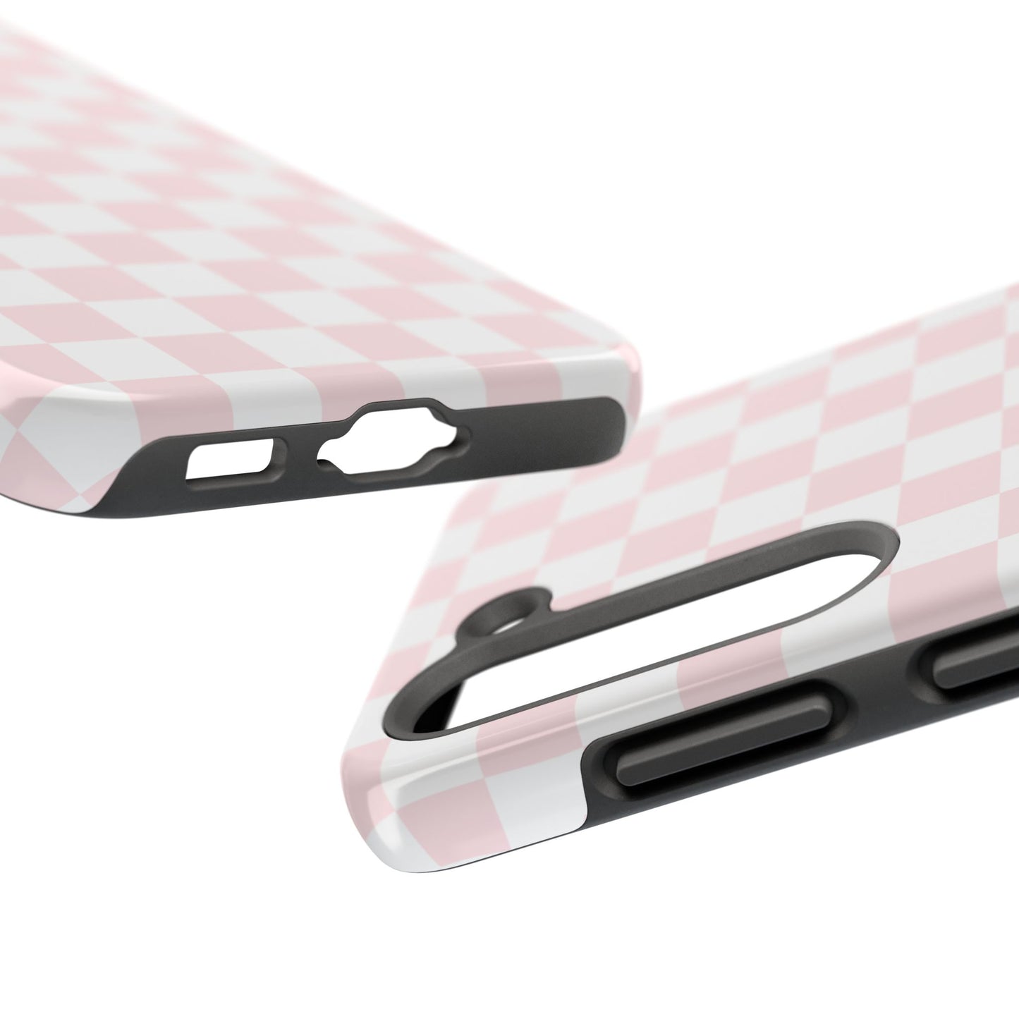 Pink Checker Tough Phone Case — Durable Protective Phone Cover with Pastel Checkered Design