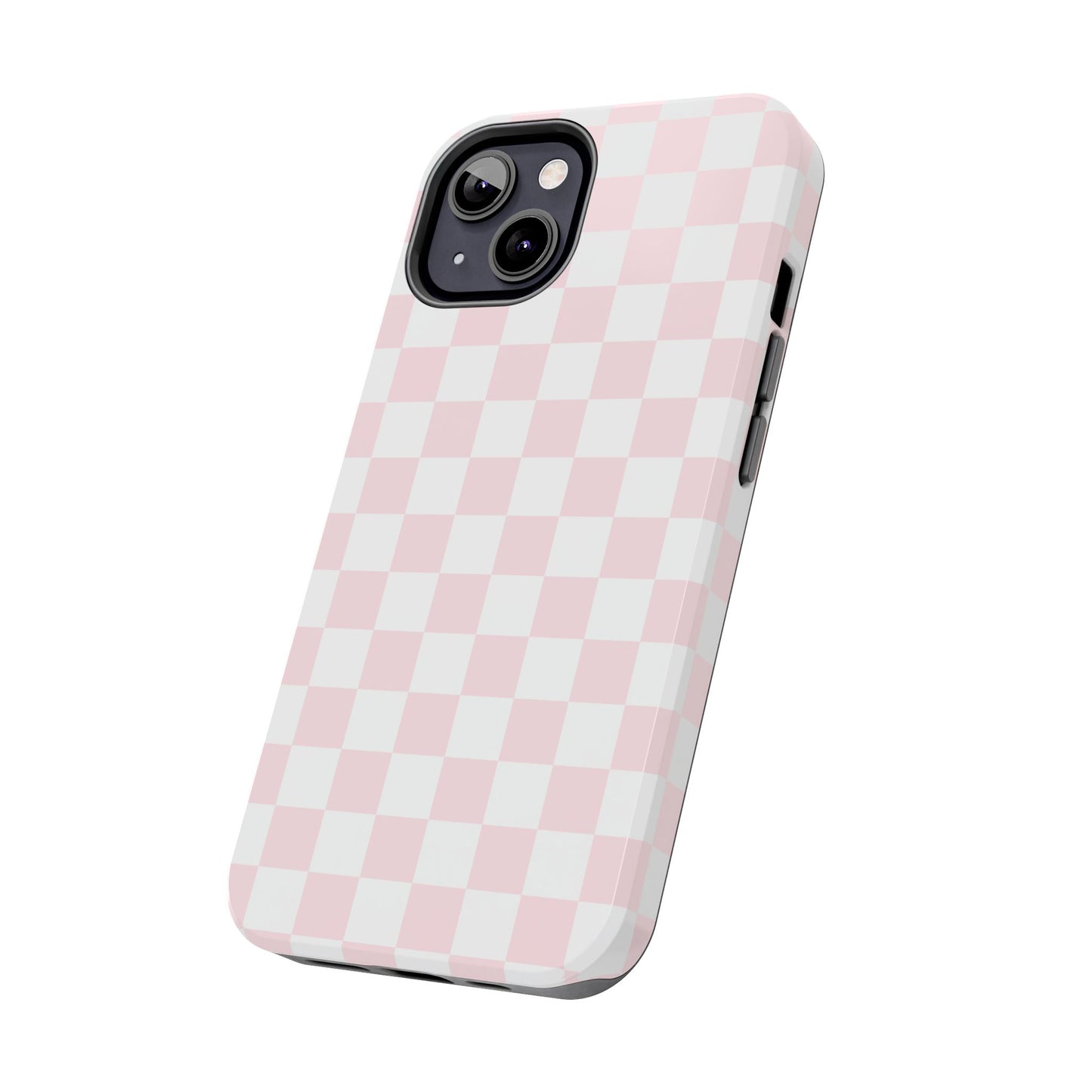Pink Checker Tough Phone Case — Durable Protective Phone Cover with Pastel Checkered Design