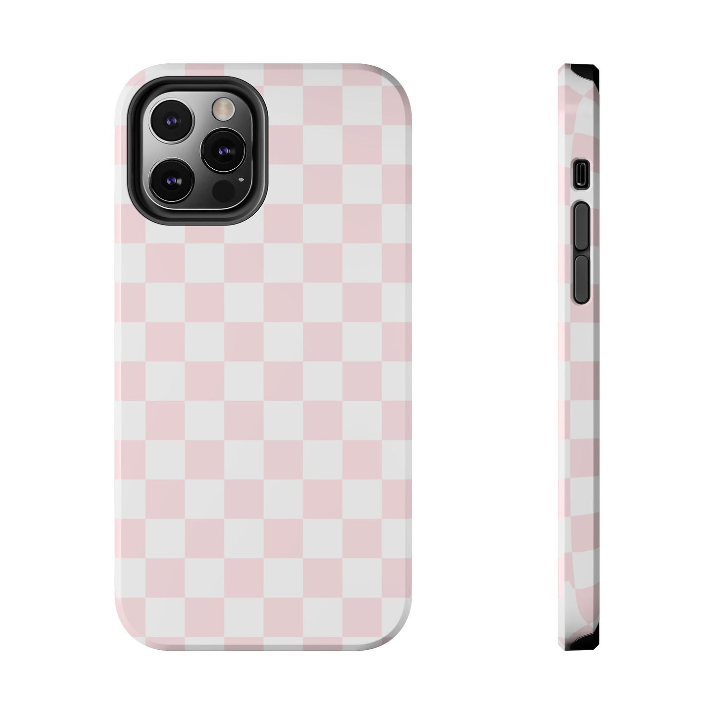 Pink Checker Tough Phone Case — Durable Protective Phone Cover with Pastel Checkered Design