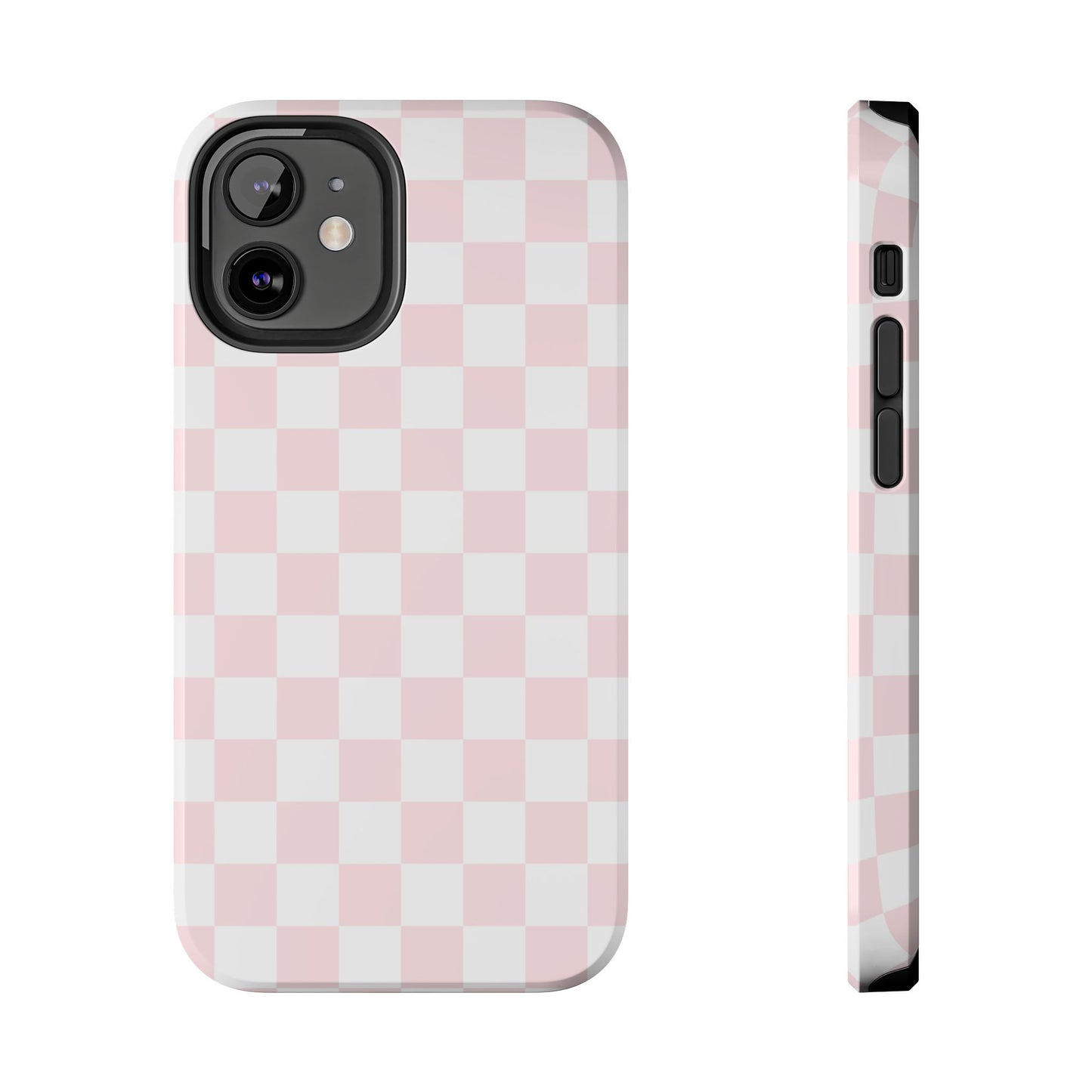 Pink Checker Tough Phone Case — Durable Protective Phone Cover with Pastel Checkered Design