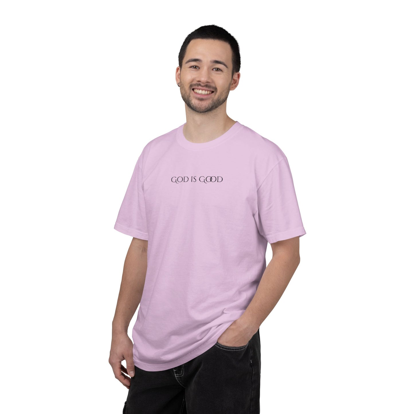 Embroidered God is Good Unisex Tee, Vintage Washed Shirt, Religious Graphic Tshirt, Faith Apparel, Inspirational Clothing