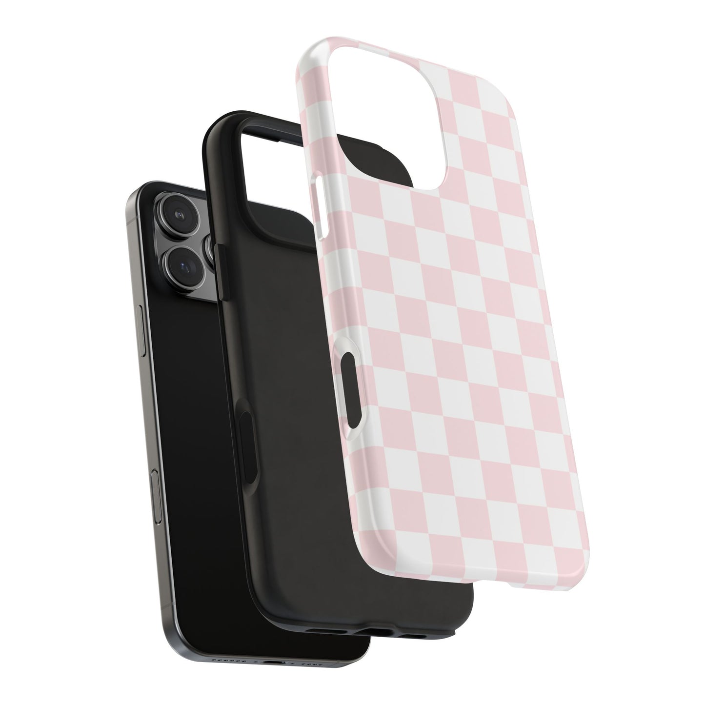 Pink Checker Tough Phone Case — Durable Protective Phone Cover with Pastel Checkered Design