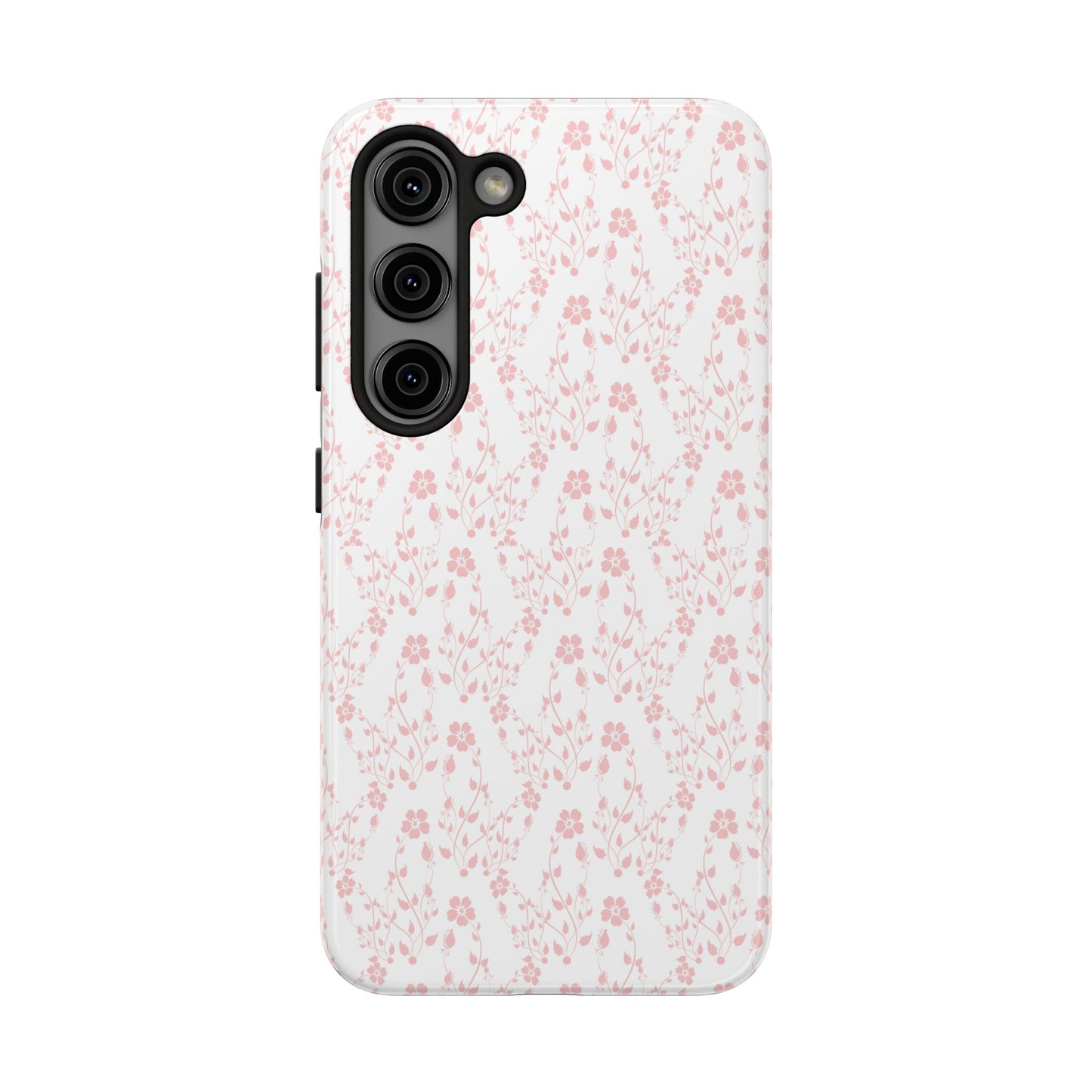 Pink Flower Cute Aesthetic Tough Phone Case, Floral Protective Cover, Girly Unique Smartphone Shell, Pretty Botanical Phone Accessory, Gifts