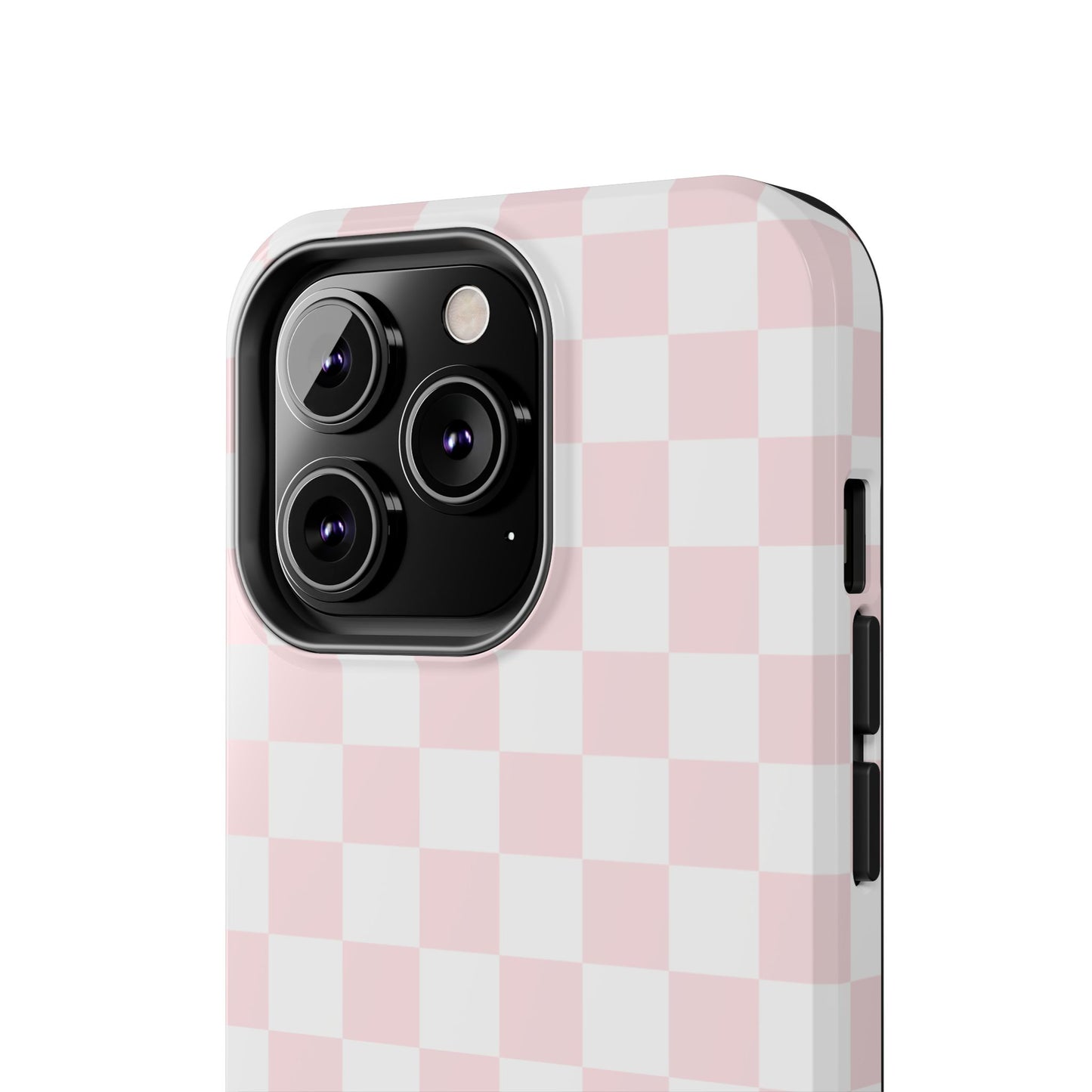 Pink Checker Tough Phone Case — Durable Protective Phone Cover with Pastel Checkered Design