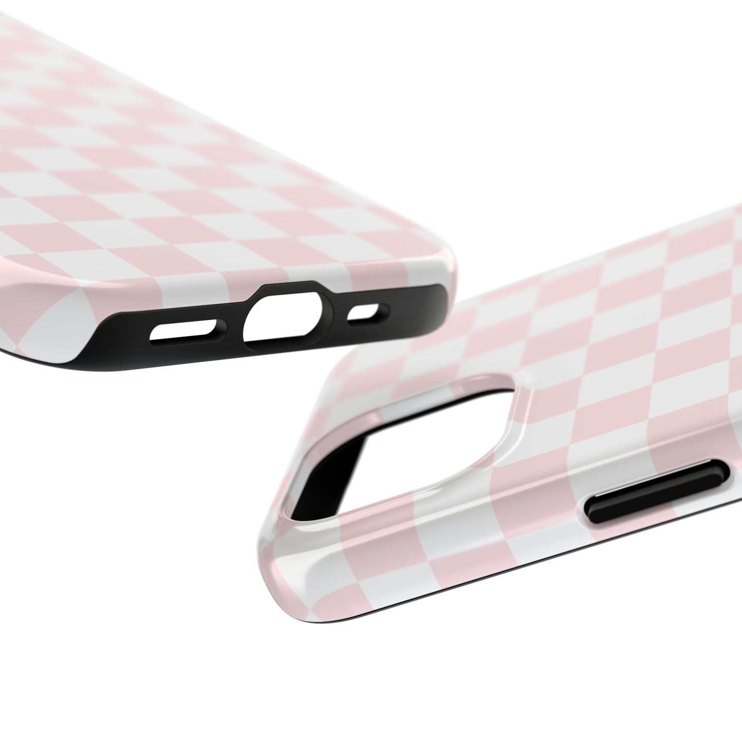 Pink Checker Tough Phone Case — Durable Protective Phone Cover with Pastel Checkered Design