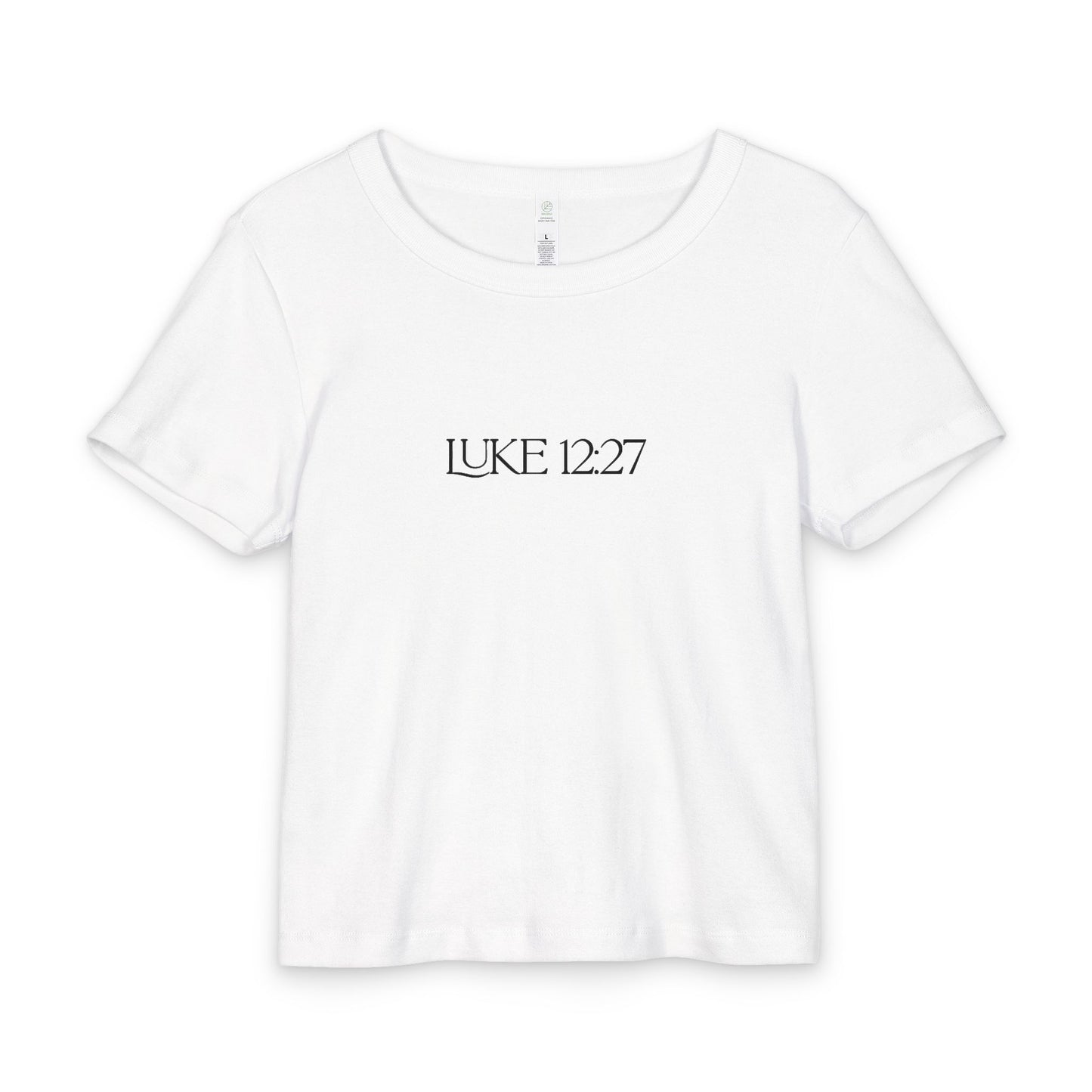 Luke 12:27 Baby Tee — Organic Rib Scripture Infant Shirt