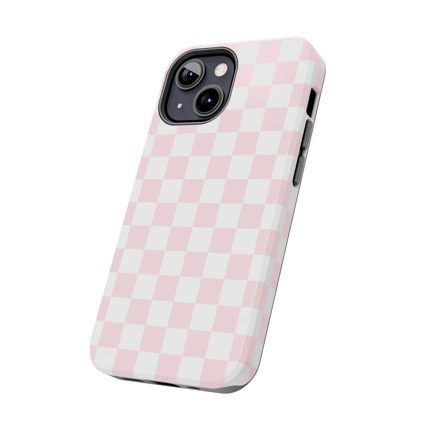 Pink Checker Tough Phone Case — Durable Protective Phone Cover with Pastel Checkered Design