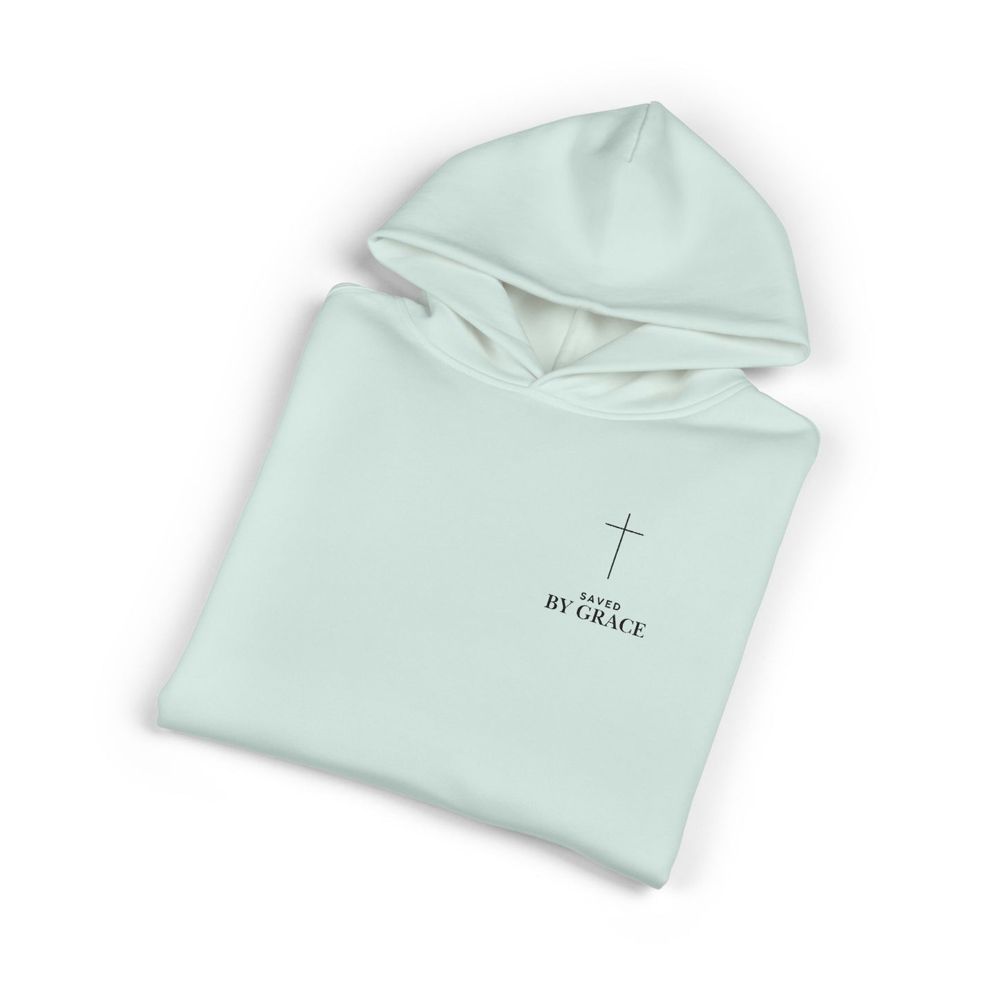 Saved by Grace Embroidered Cross Hoodie — Heavyweight Christian Comfort