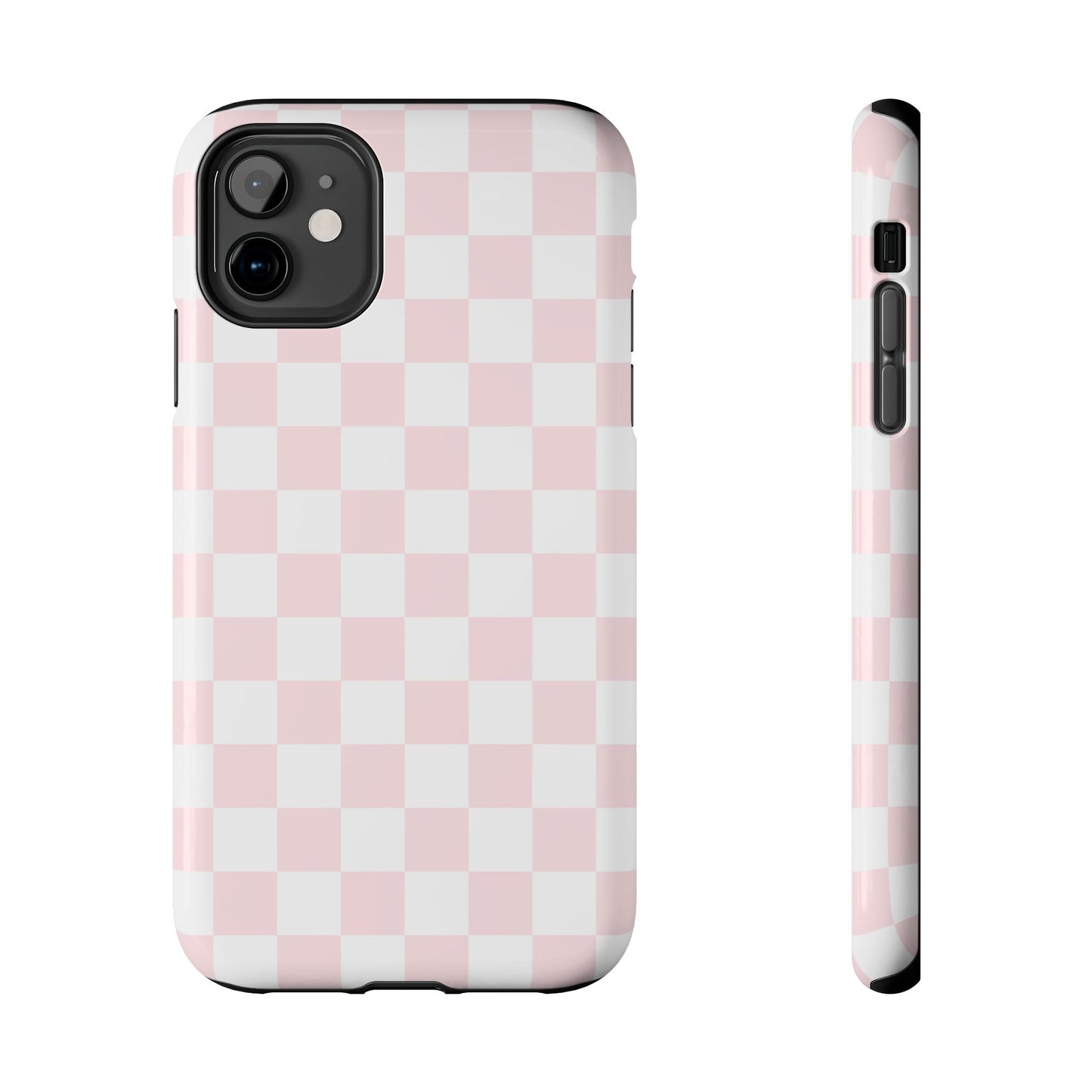 Pink Checker Tough Phone Case — Durable Protective Phone Cover with Pastel Checkered Design