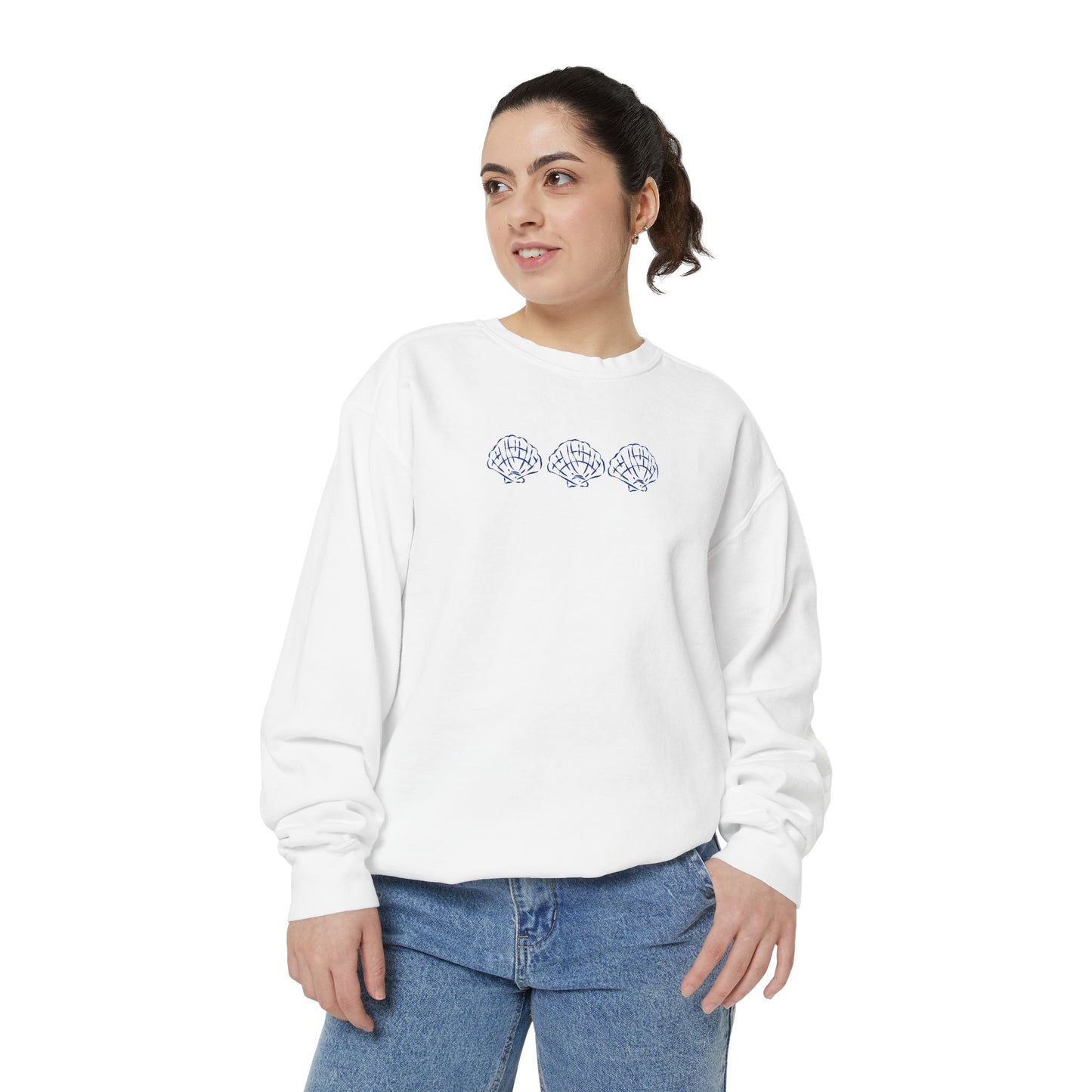 Seashell Crewneck Sweatshirt — Relaxed Garment-Dyed Pullover