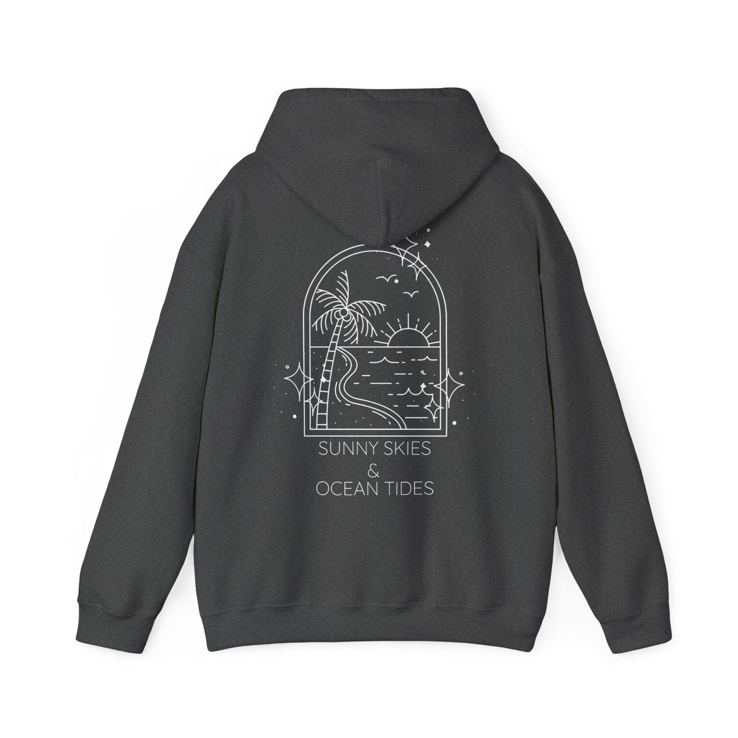 Sunny Skies and Ocean Tides Hoodie, Unisex Sweater, Summer Apparel, Ocean Lover Gift, Relaxing Outfit, Casual Fashion