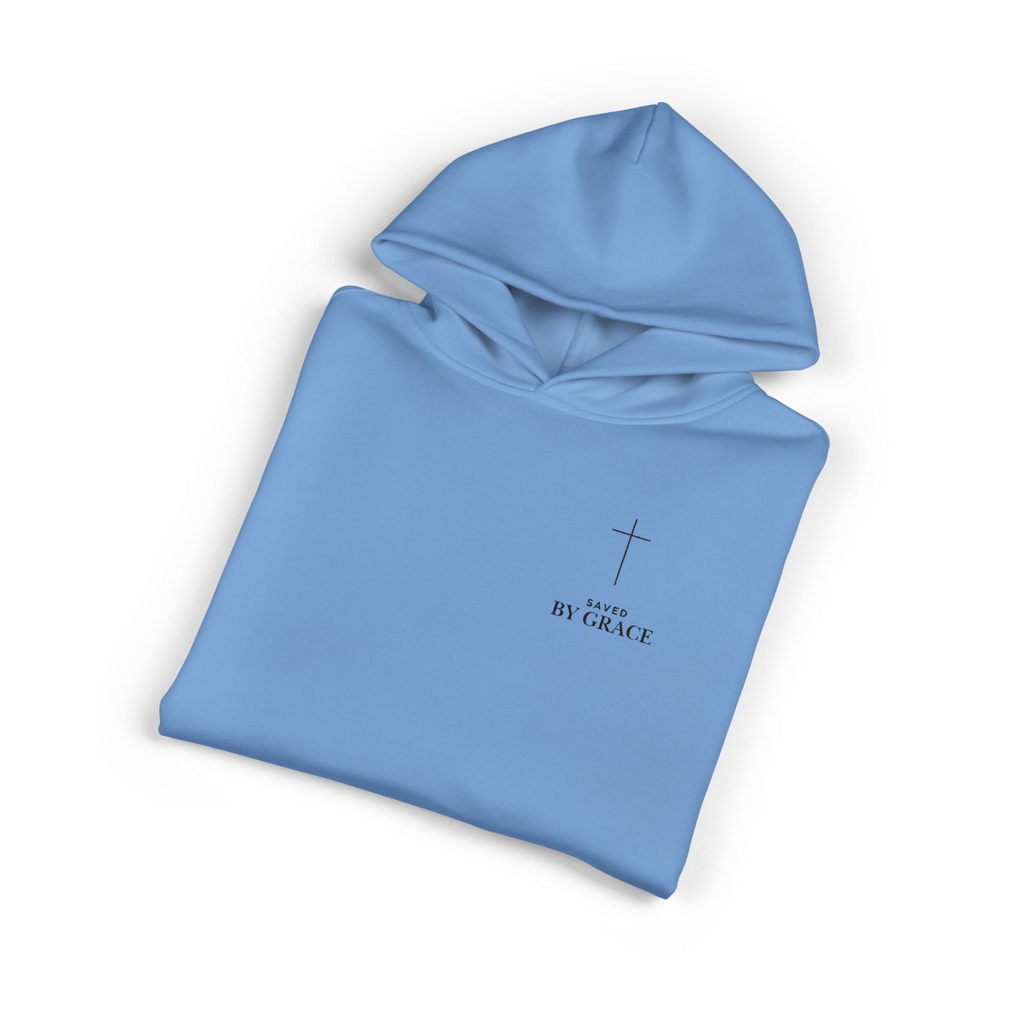 Saved by Grace Embroidered Cross Hoodie — Heavyweight Christian Comfort