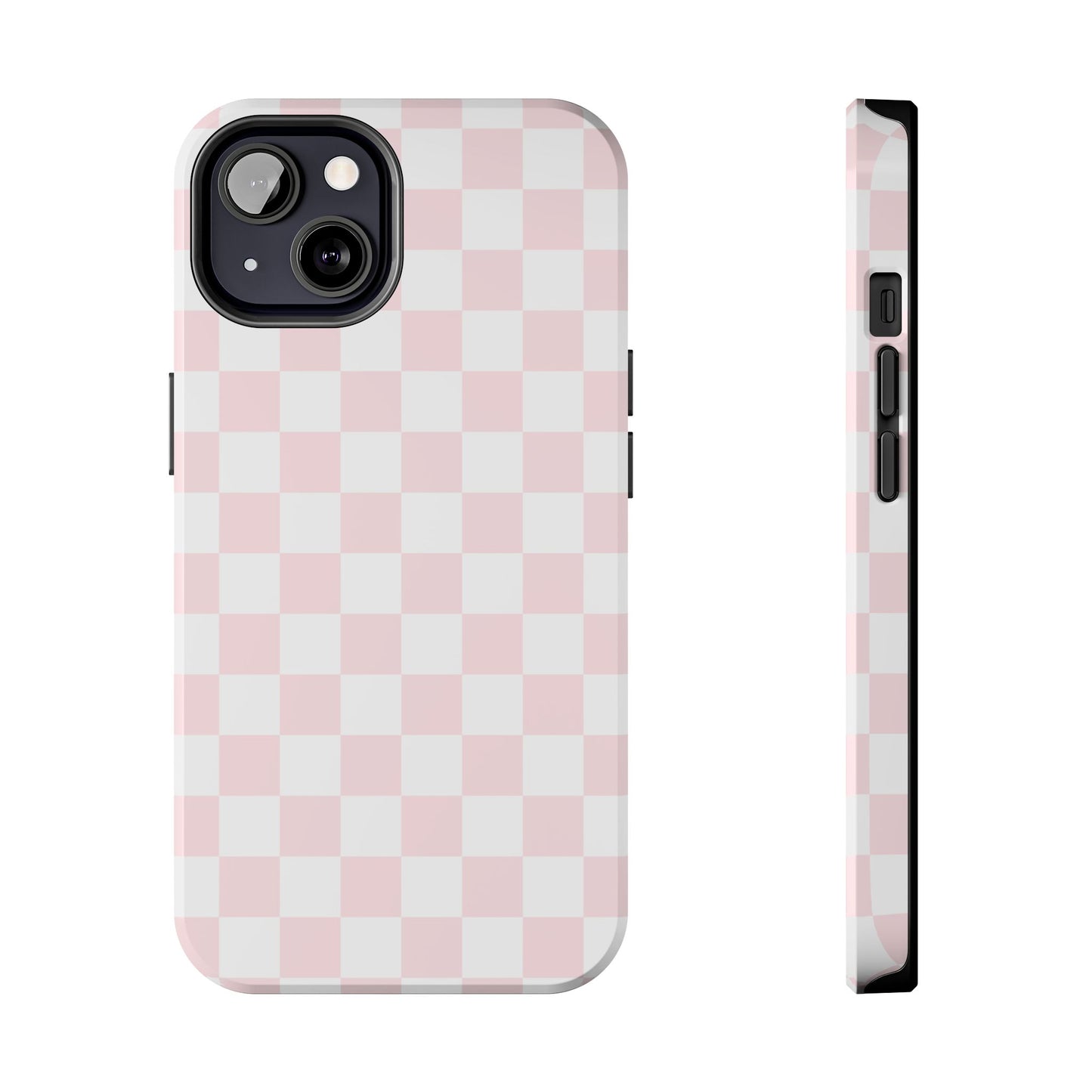Pink Checker Tough Phone Case — Durable Protective Phone Cover with Pastel Checkered Design