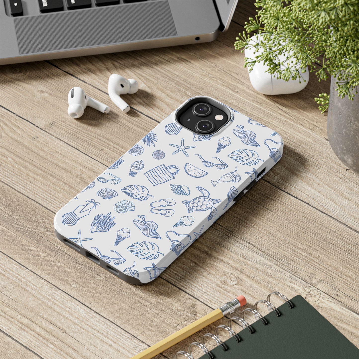 Beach Blue & White Tough Phone Case — Cute Summer Protective Phone Case
