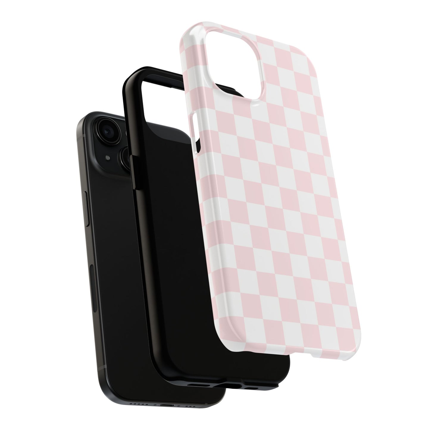 Pink Checker Tough Phone Case — Durable Protective Phone Cover with Pastel Checkered Design