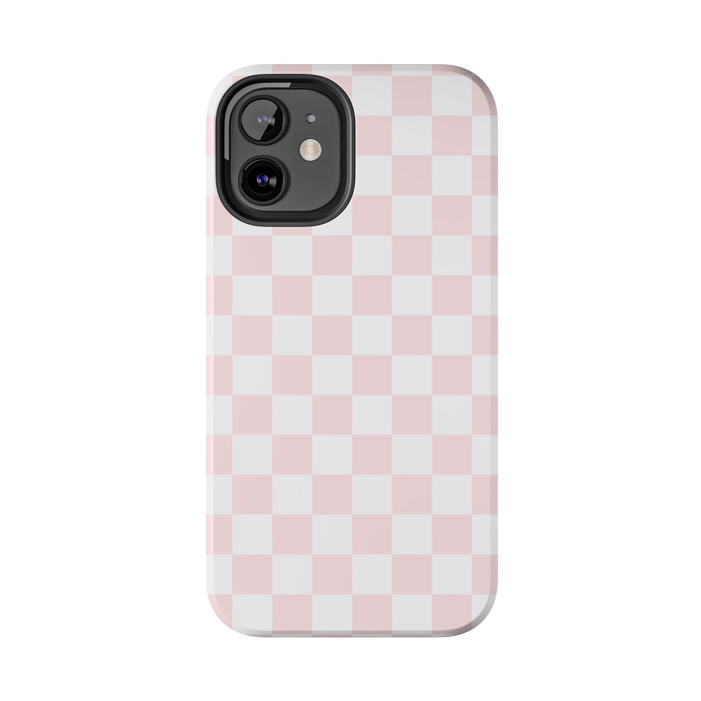 Pink Checker Tough Phone Case — Durable Protective Phone Cover with Pastel Checkered Design