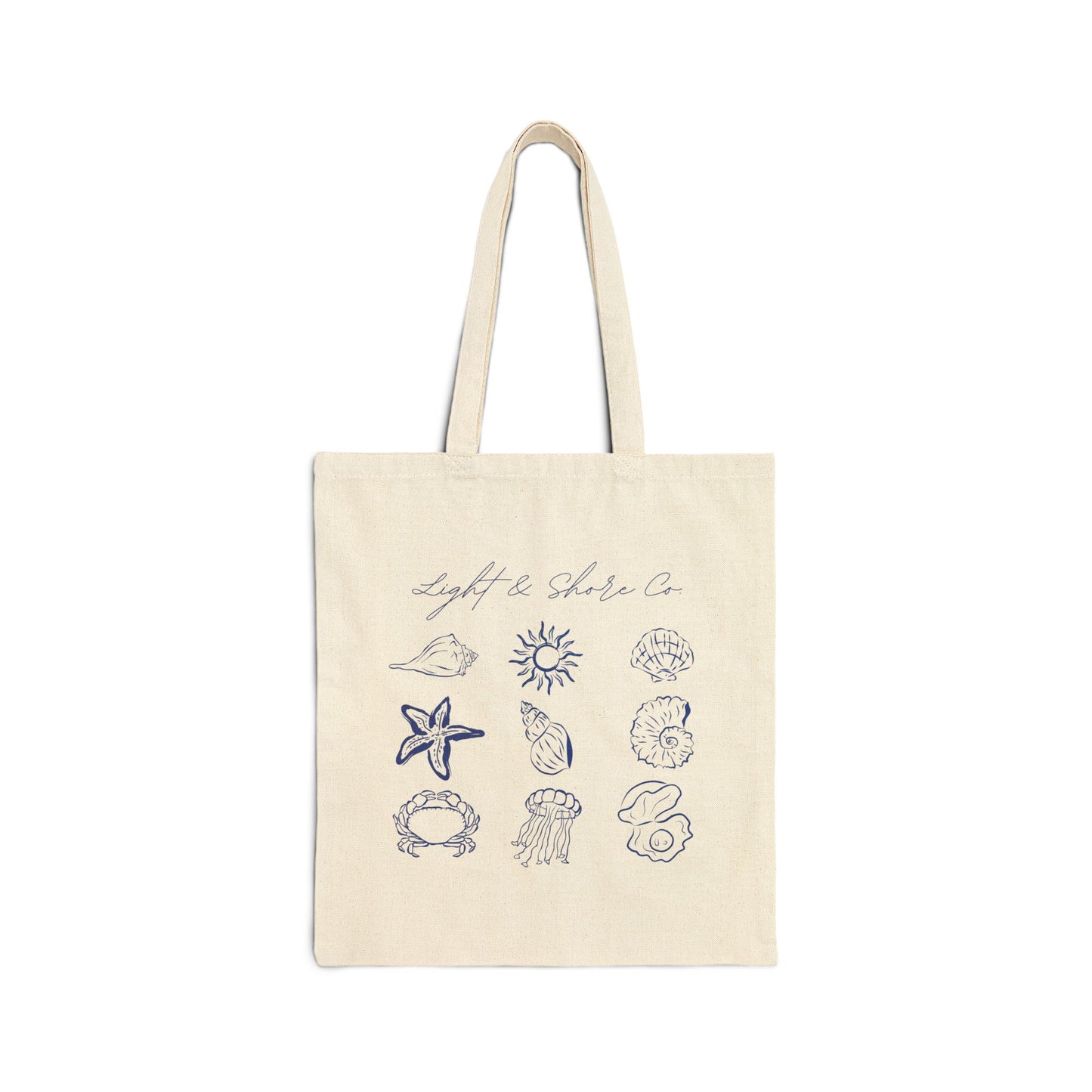 Beach-Themed Cotton Canvas Tote Bag with Ocean Icons | Ideal for Shopping, Travel, and Everyday Use | Eco-Friendly Gift