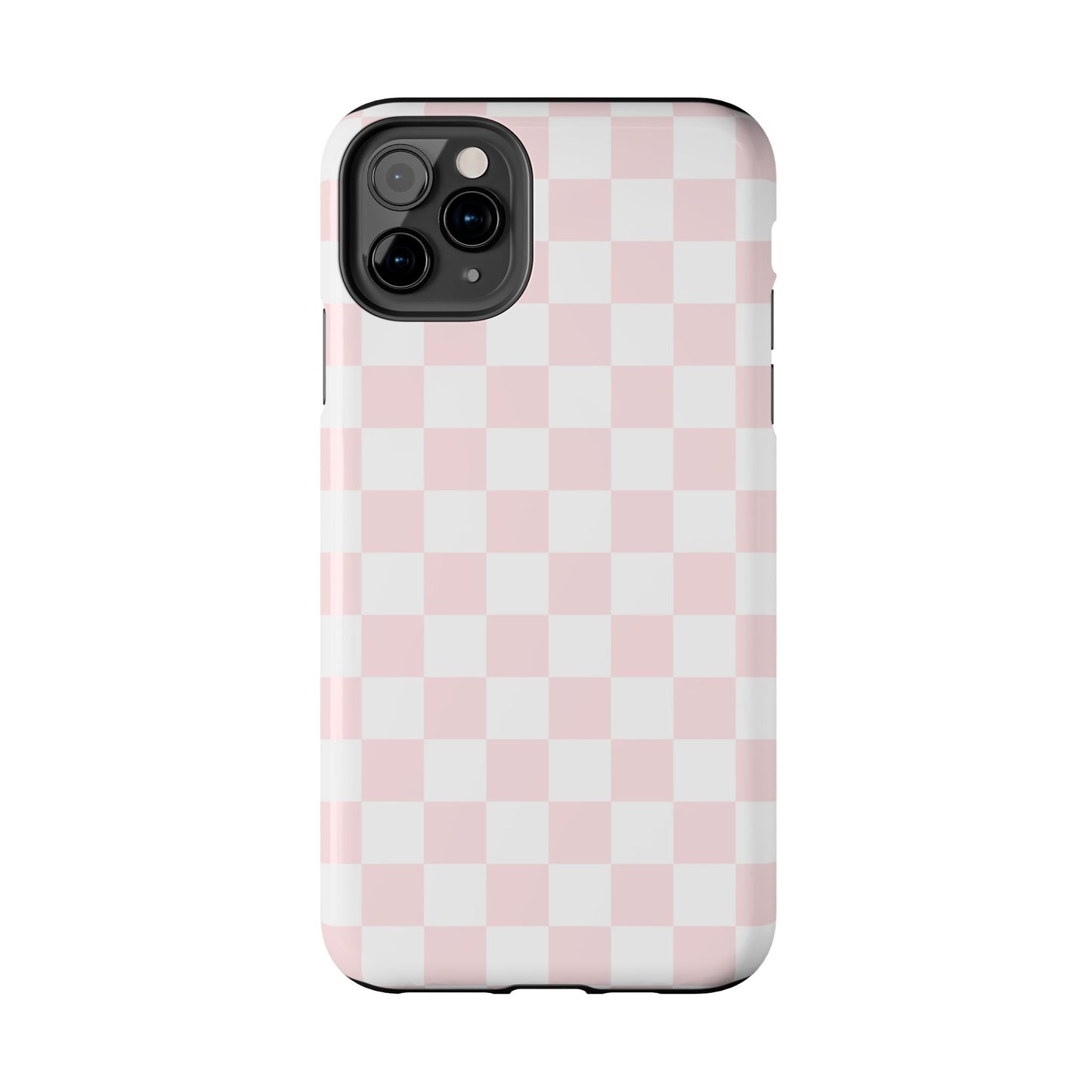Pink Checker Tough Phone Case — Durable Protective Phone Cover with Pastel Checkered Design