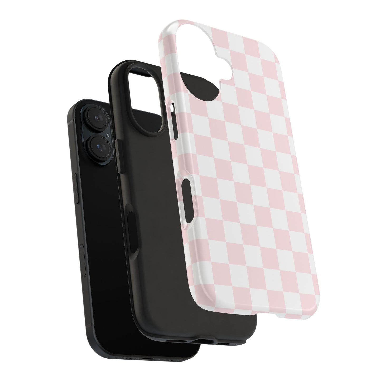 Pink Checker Tough Phone Case — Durable Protective Phone Cover with Pastel Checkered Design