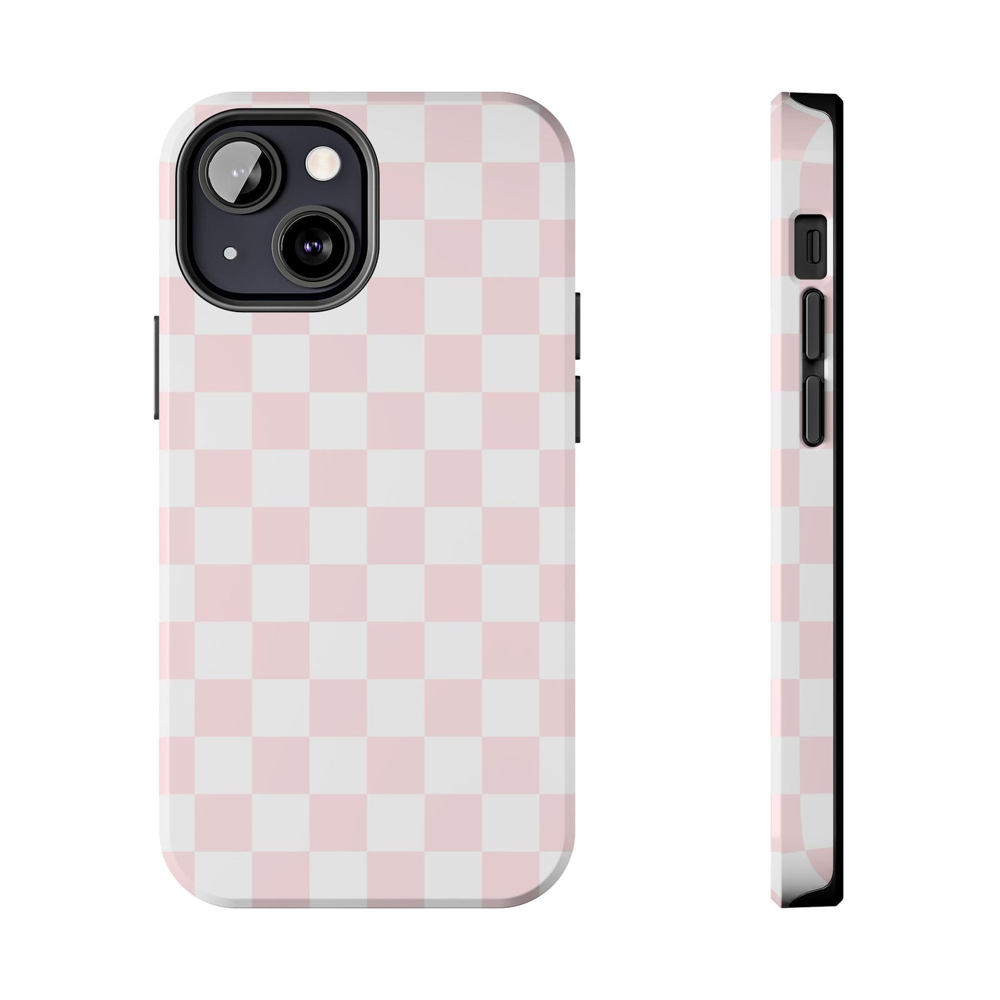 Pink Checker Tough Phone Case — Durable Protective Phone Cover with Pastel Checkered Design