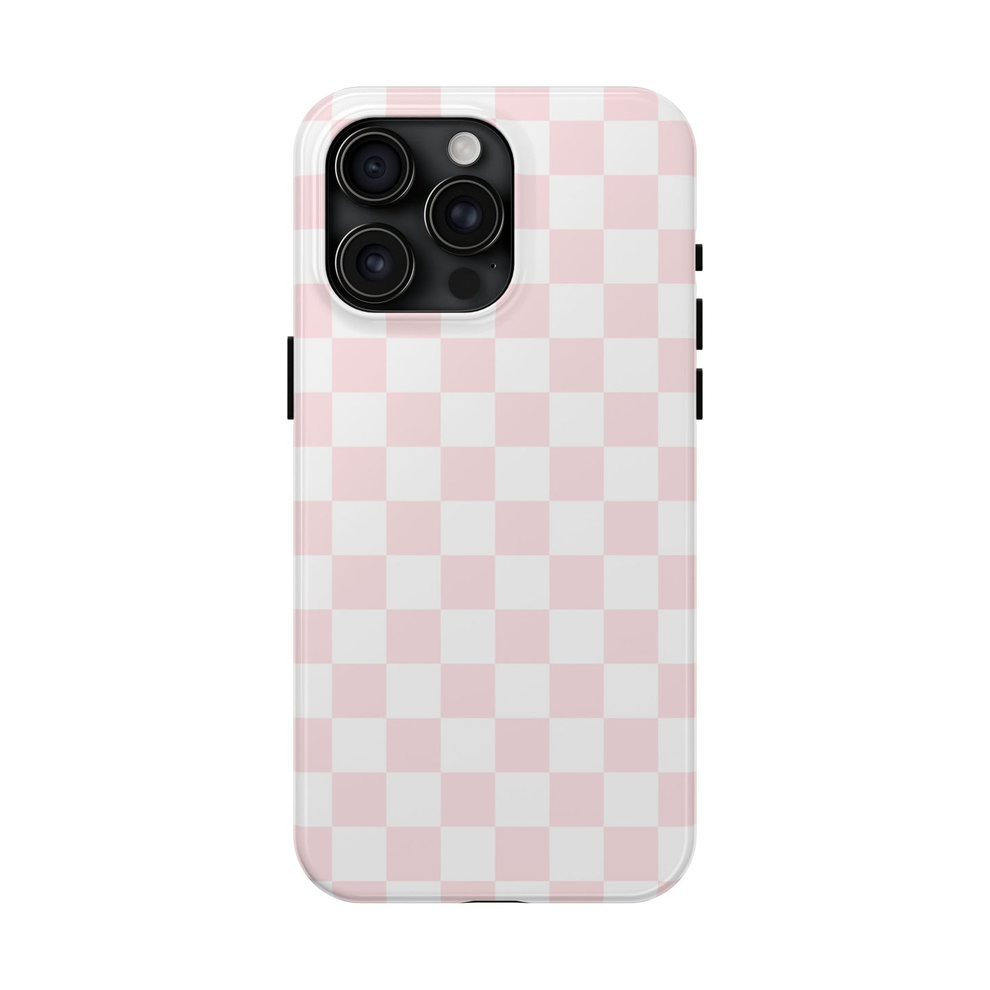 Pink Checker Tough Phone Case — Durable Protective Phone Cover with Pastel Checkered Design