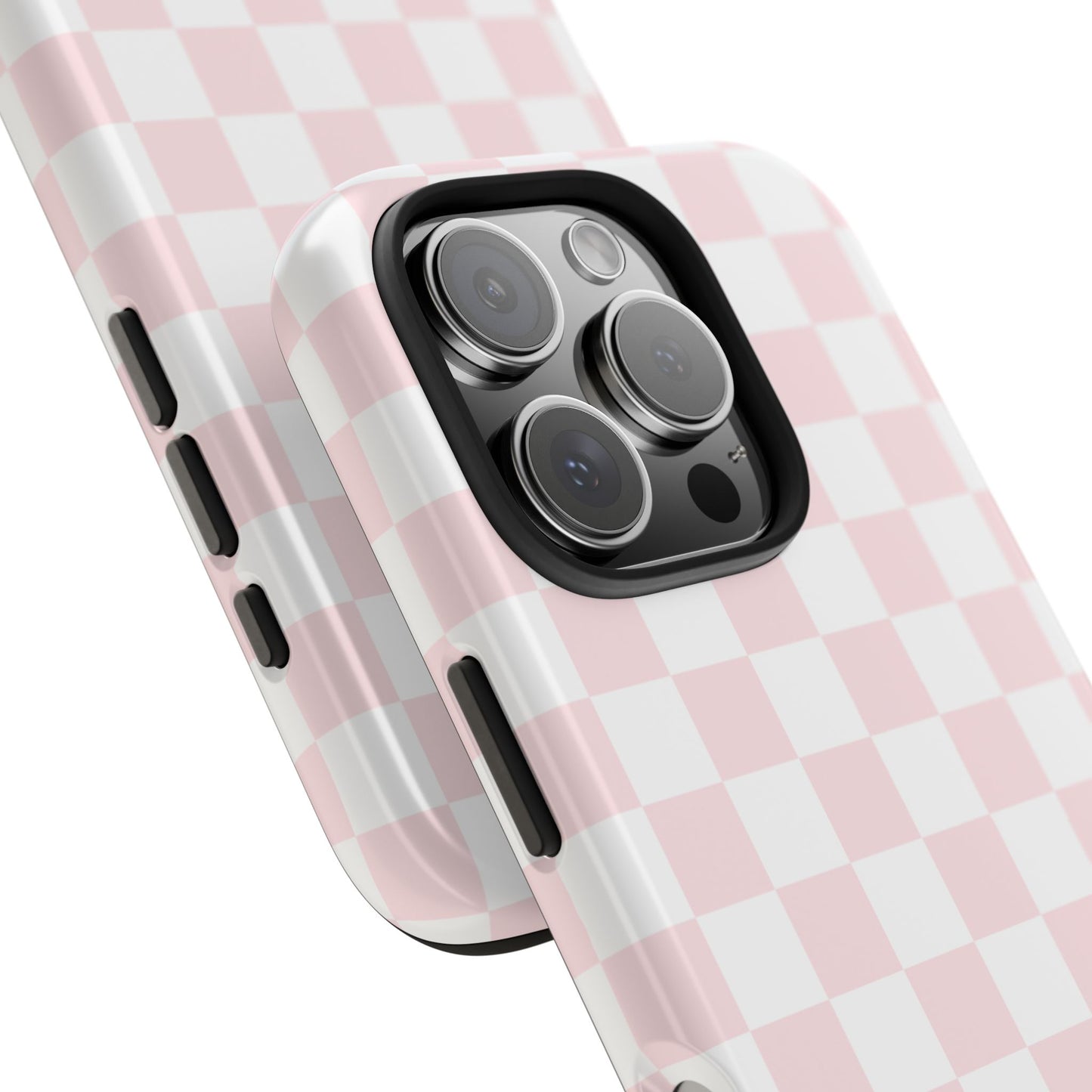 Pink Checker Tough Phone Case — Durable Protective Phone Cover with Pastel Checkered Design