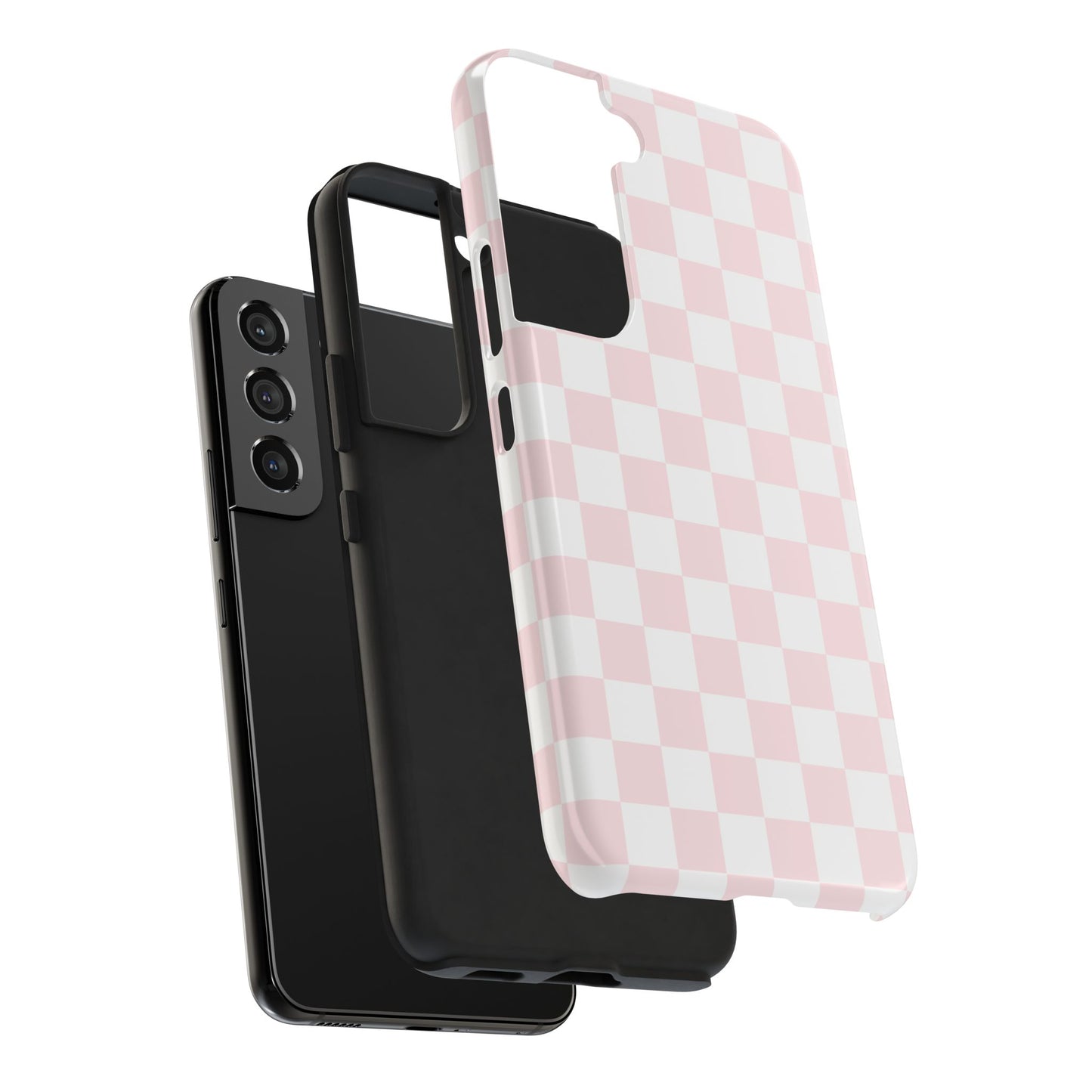 Pink Checker Tough Phone Case — Durable Protective Phone Cover with Pastel Checkered Design