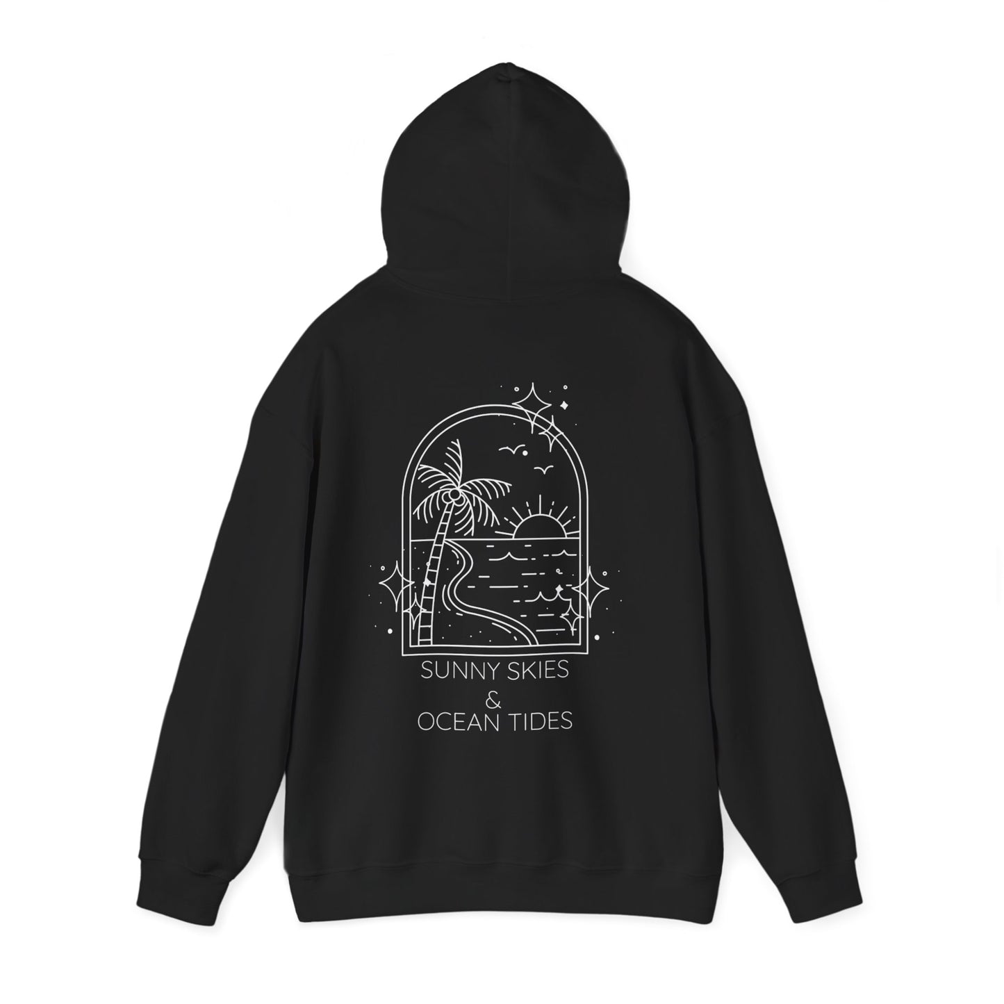 Sunny Skies and Ocean Tides Hoodie, Unisex Sweater, Summer Apparel, Ocean Lover Gift, Relaxing Outfit, Casual Fashion