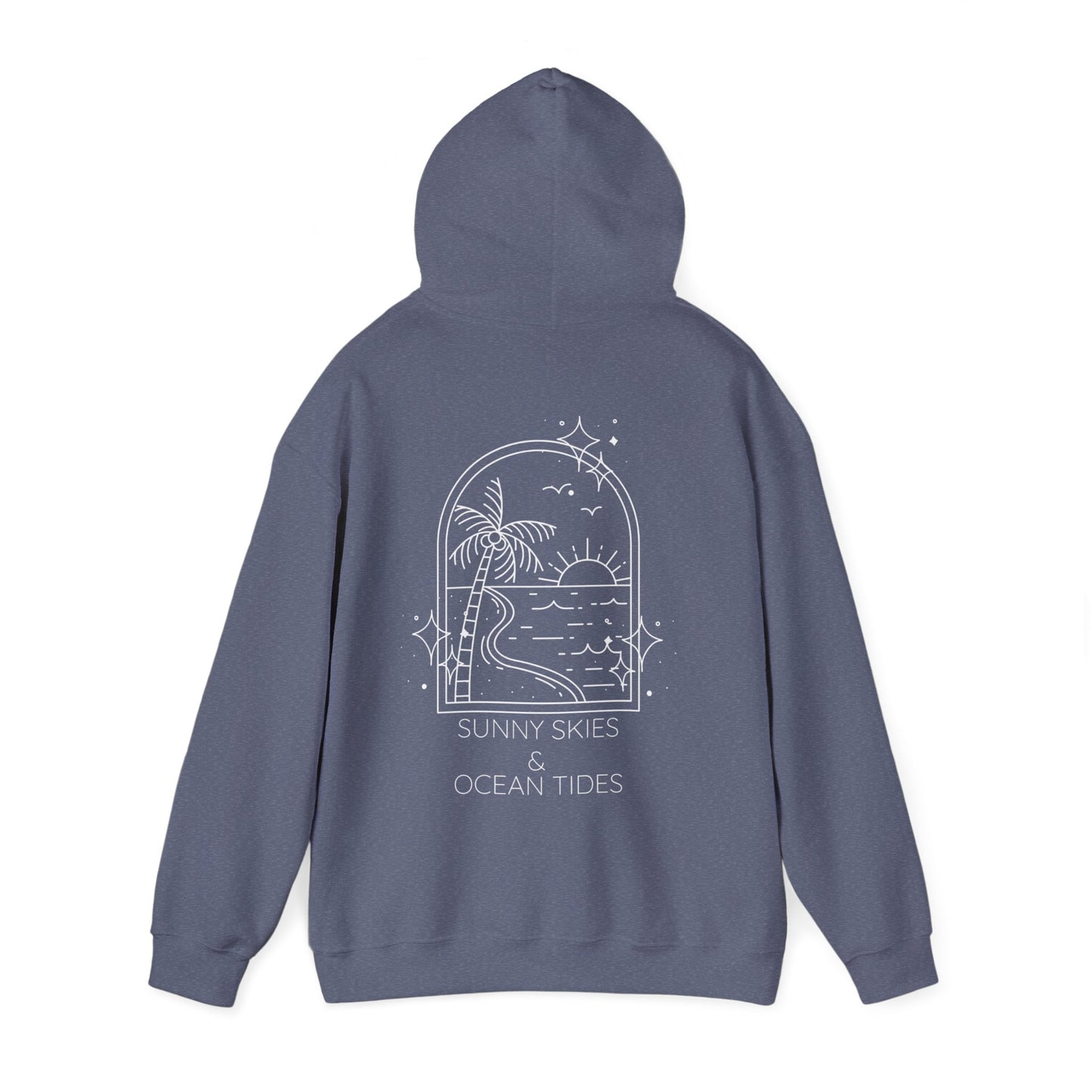 Sunny Skies and Ocean Tides Hoodie, Unisex Sweater, Summer Apparel, Ocean Lover Gift, Relaxing Outfit, Casual Fashion