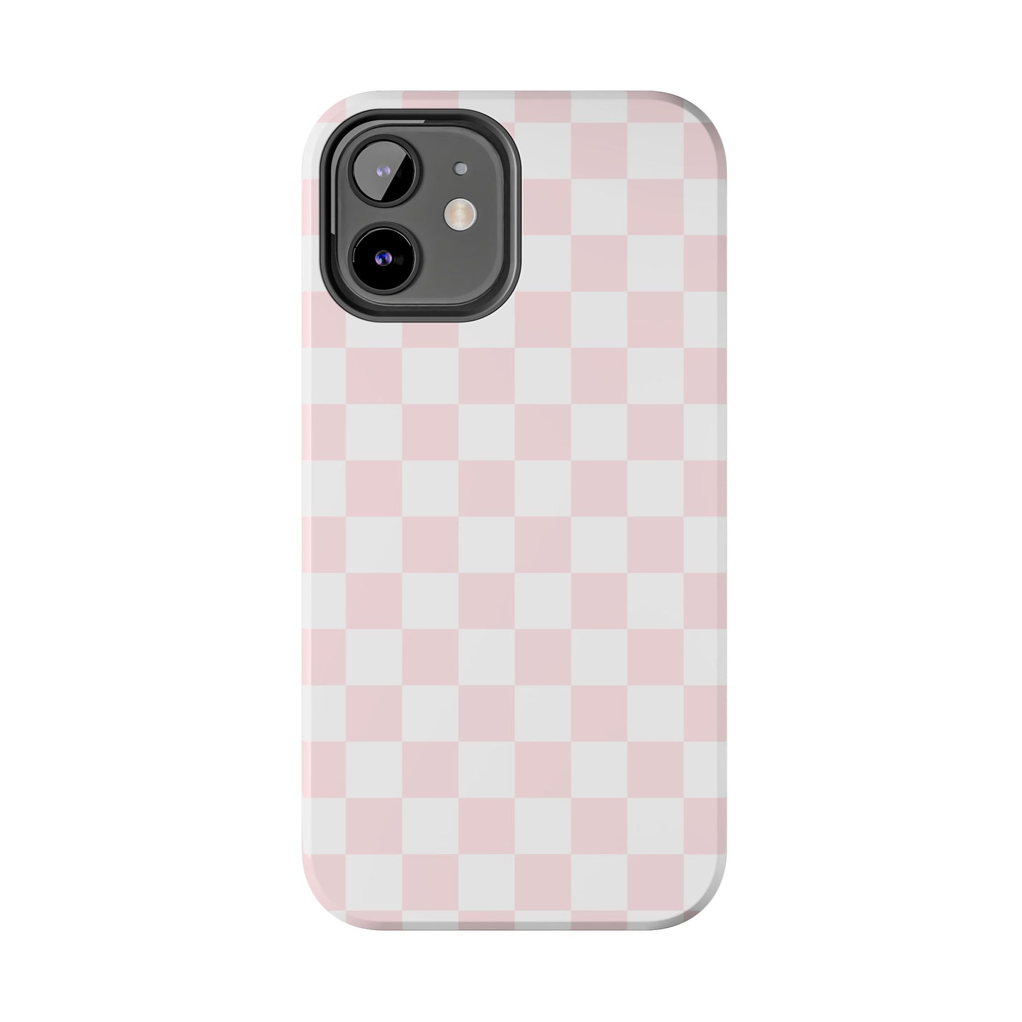 Pink Checker Tough Phone Case — Durable Protective Phone Cover with Pastel Checkered Design