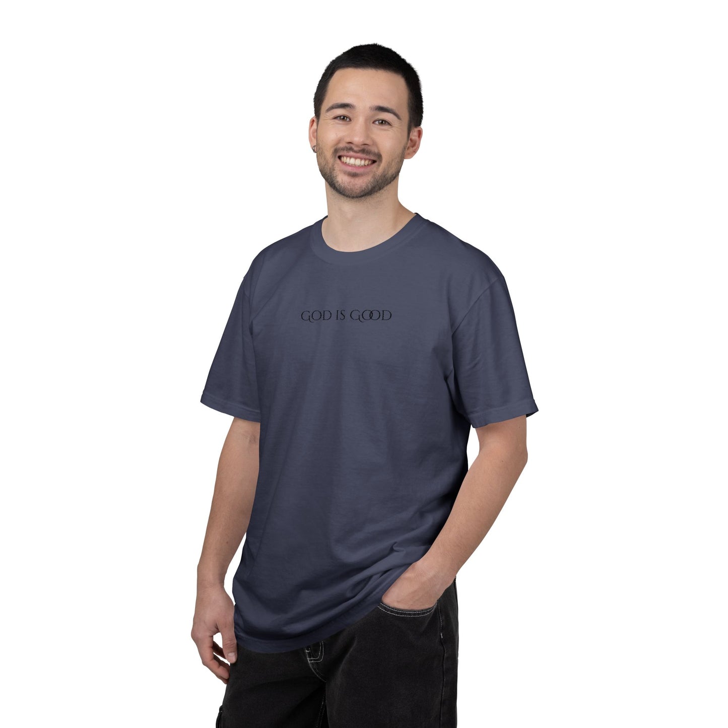 Embroidered God is Good Unisex Tee, Vintage Washed Shirt, Religious Graphic Tshirt, Faith Apparel, Inspirational Clothing