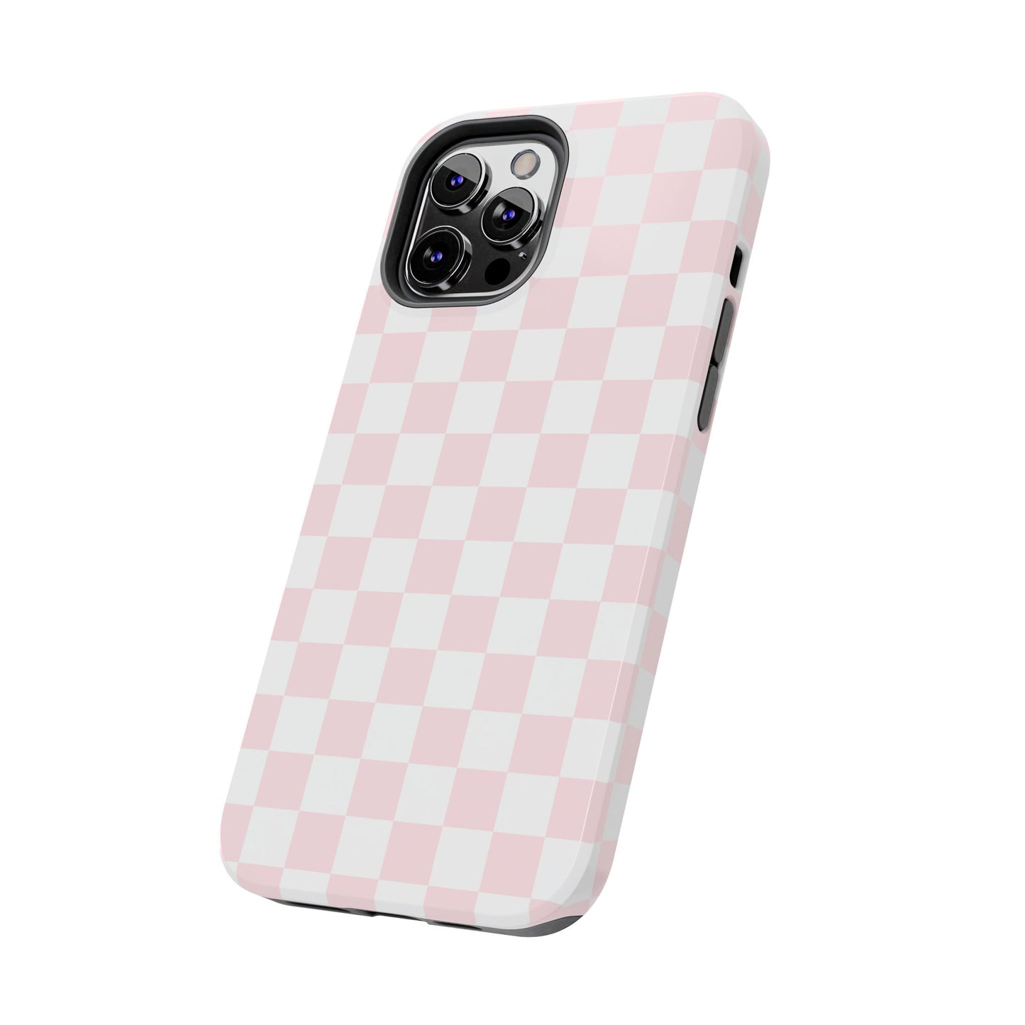 Pink Checker Tough Phone Case — Durable Protective Phone Cover with Pastel Checkered Design