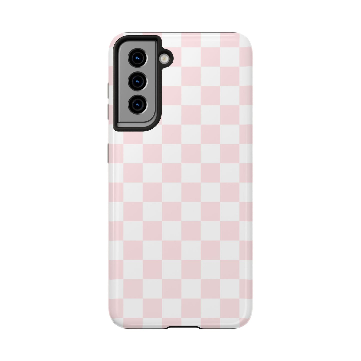 Pink Checker Tough Phone Case — Durable Protective Phone Cover with Pastel Checkered Design