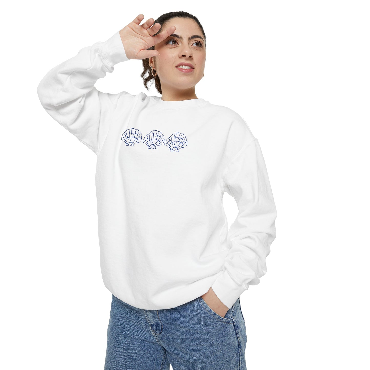 Seashell Crewneck Sweatshirt — Relaxed Garment-Dyed Pullover