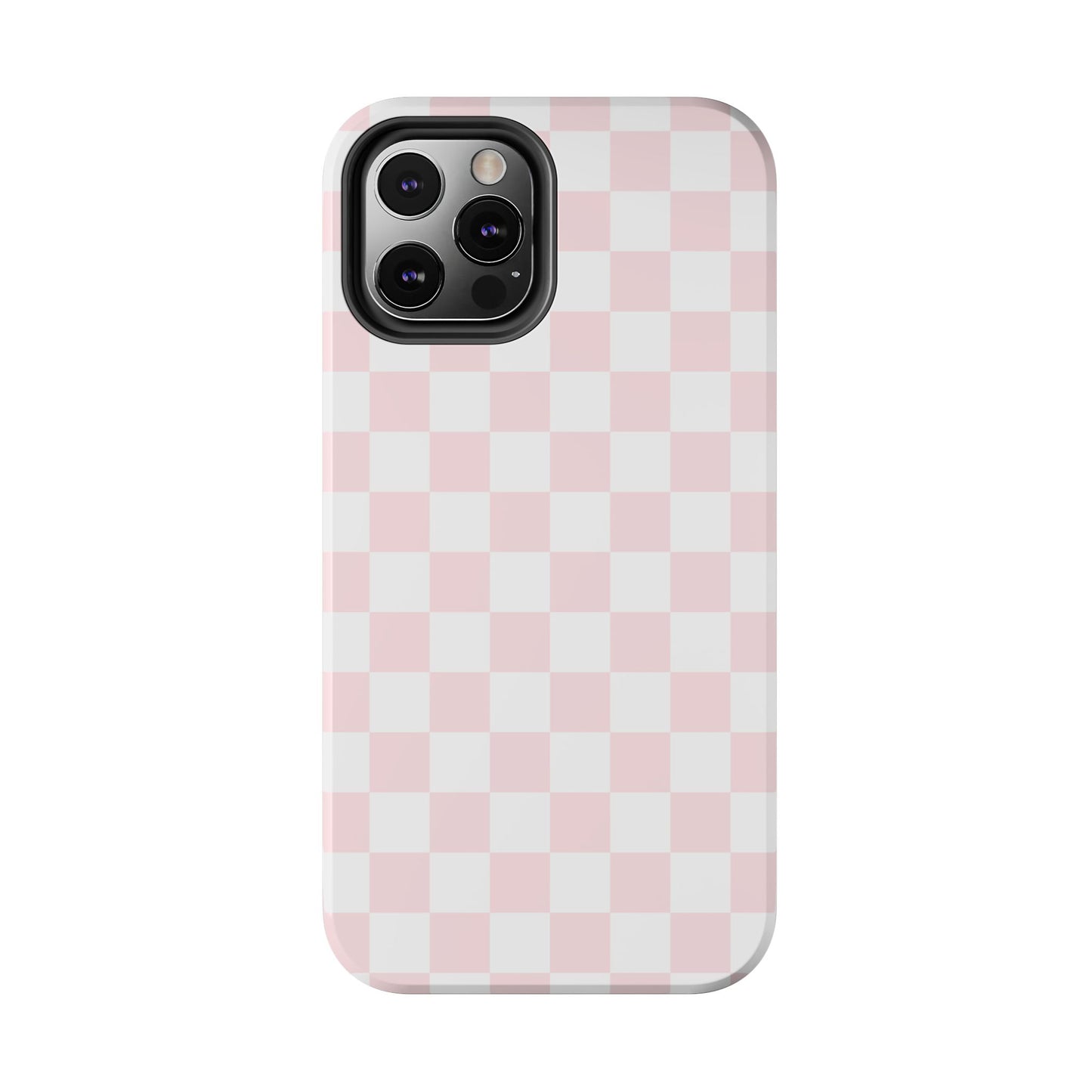 Pink Checker Tough Phone Case — Durable Protective Phone Cover with Pastel Checkered Design