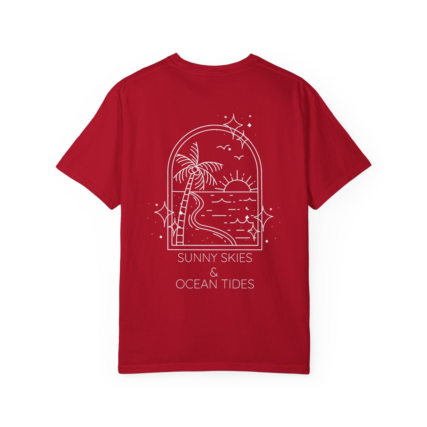Sunny Skies & Ocean Tides Tee — Beach Vibes Garment-Dyed T-Shirt