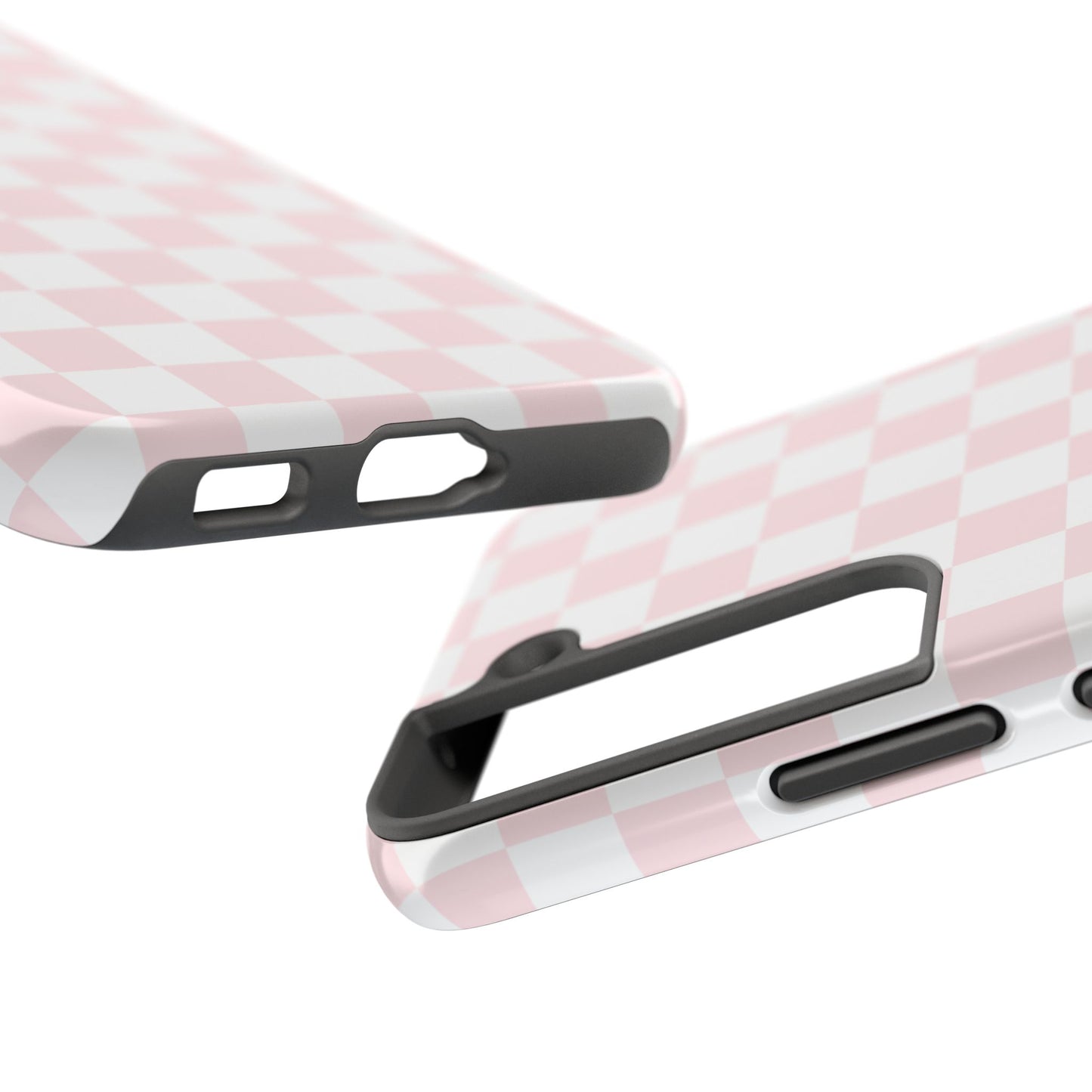 Pink Checker Tough Phone Case — Durable Protective Phone Cover with Pastel Checkered Design