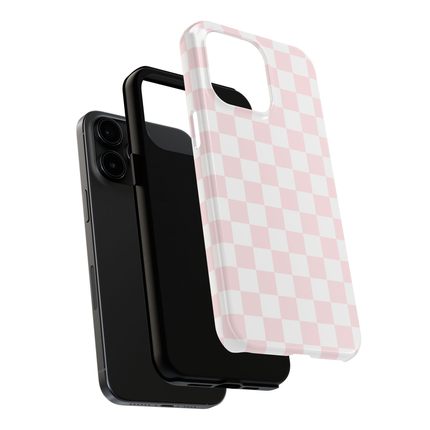 Pink Checker Tough Phone Case — Durable Protective Phone Cover with Pastel Checkered Design