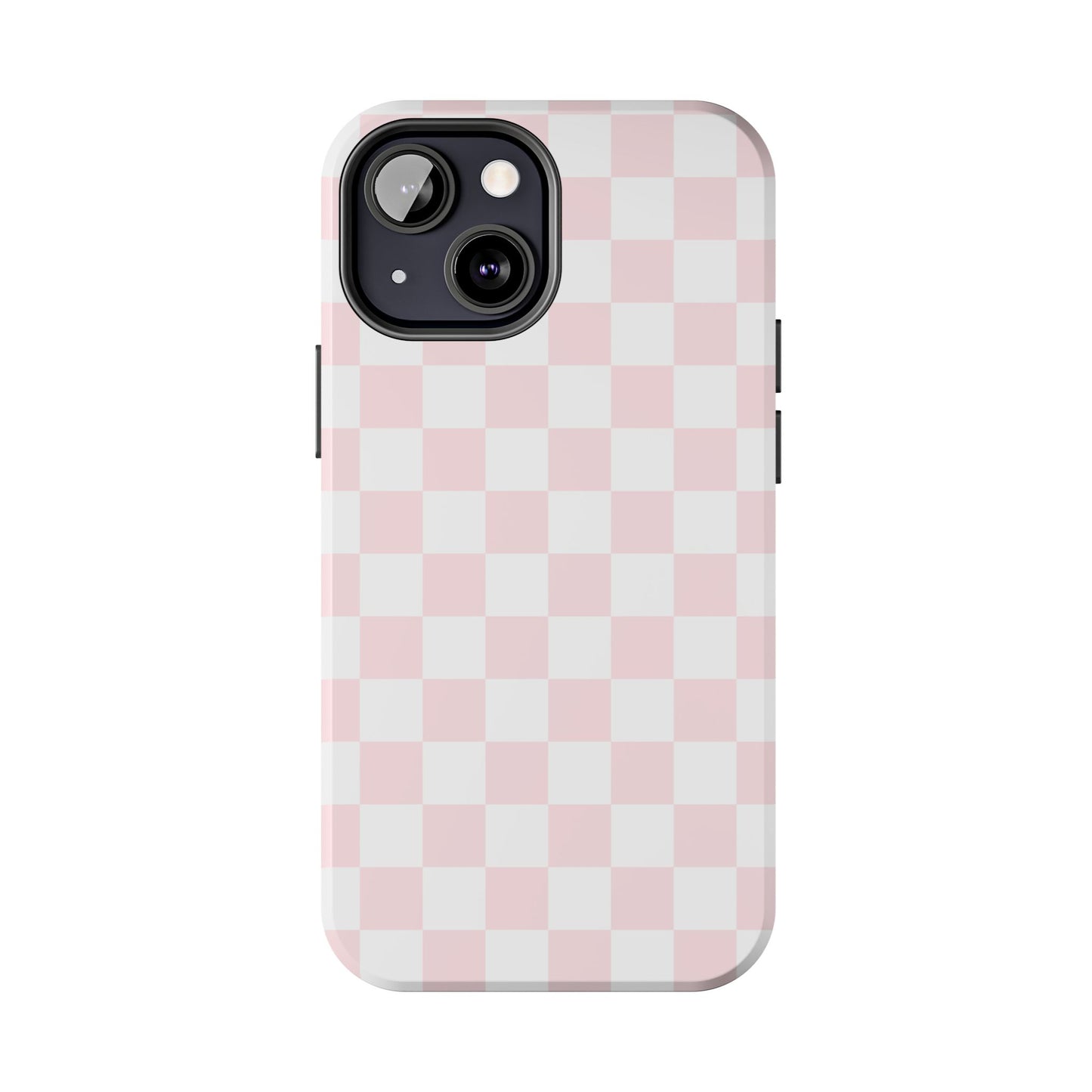 Pink Checker Tough Phone Case — Durable Protective Phone Cover with Pastel Checkered Design