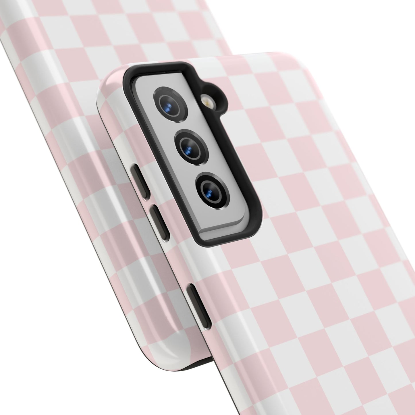 Pink Checker Tough Phone Case — Durable Protective Phone Cover with Pastel Checkered Design