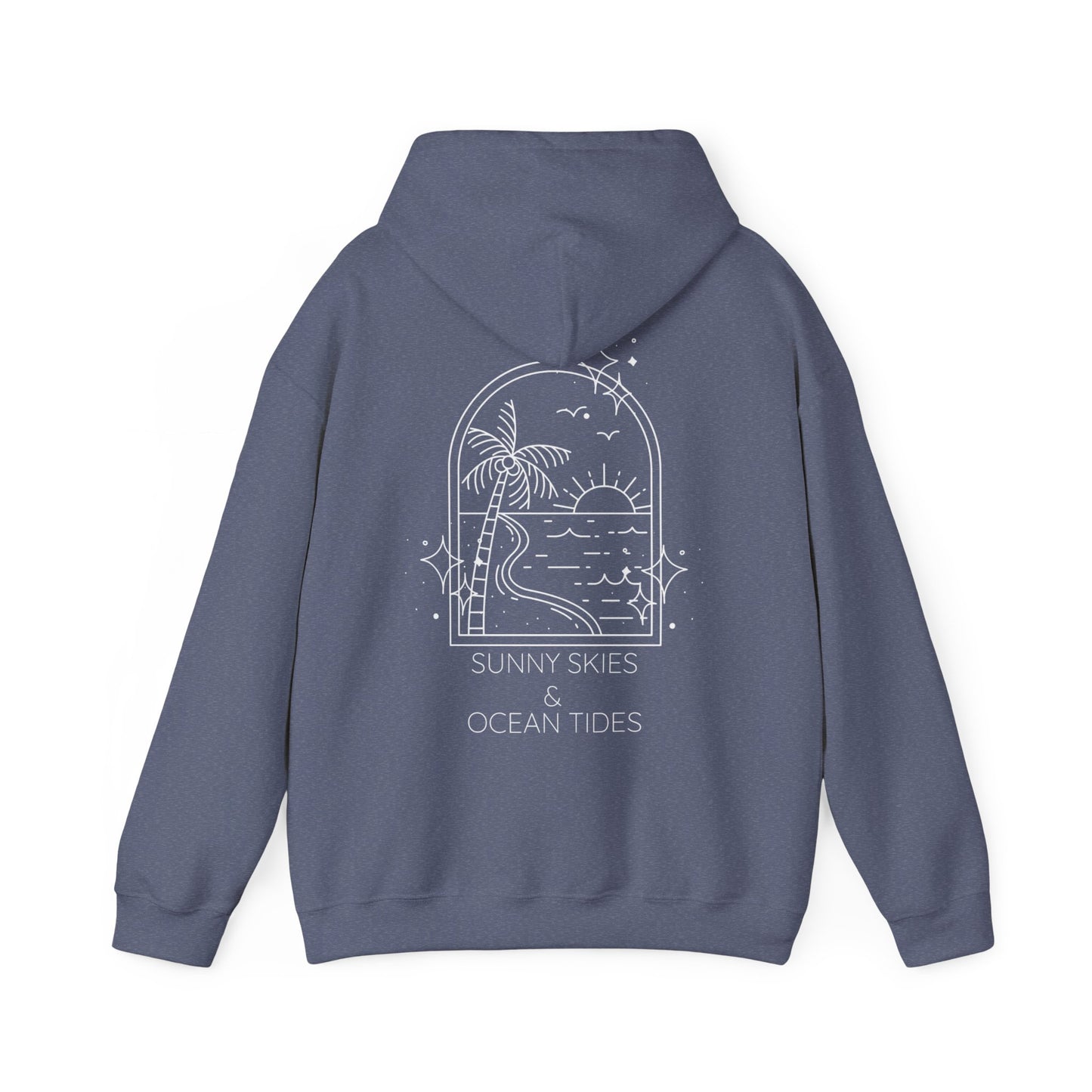 Sunny Skies and Ocean Tides Hoodie, Unisex Sweater, Summer Apparel, Ocean Lover Gift, Relaxing Outfit, Casual Fashion