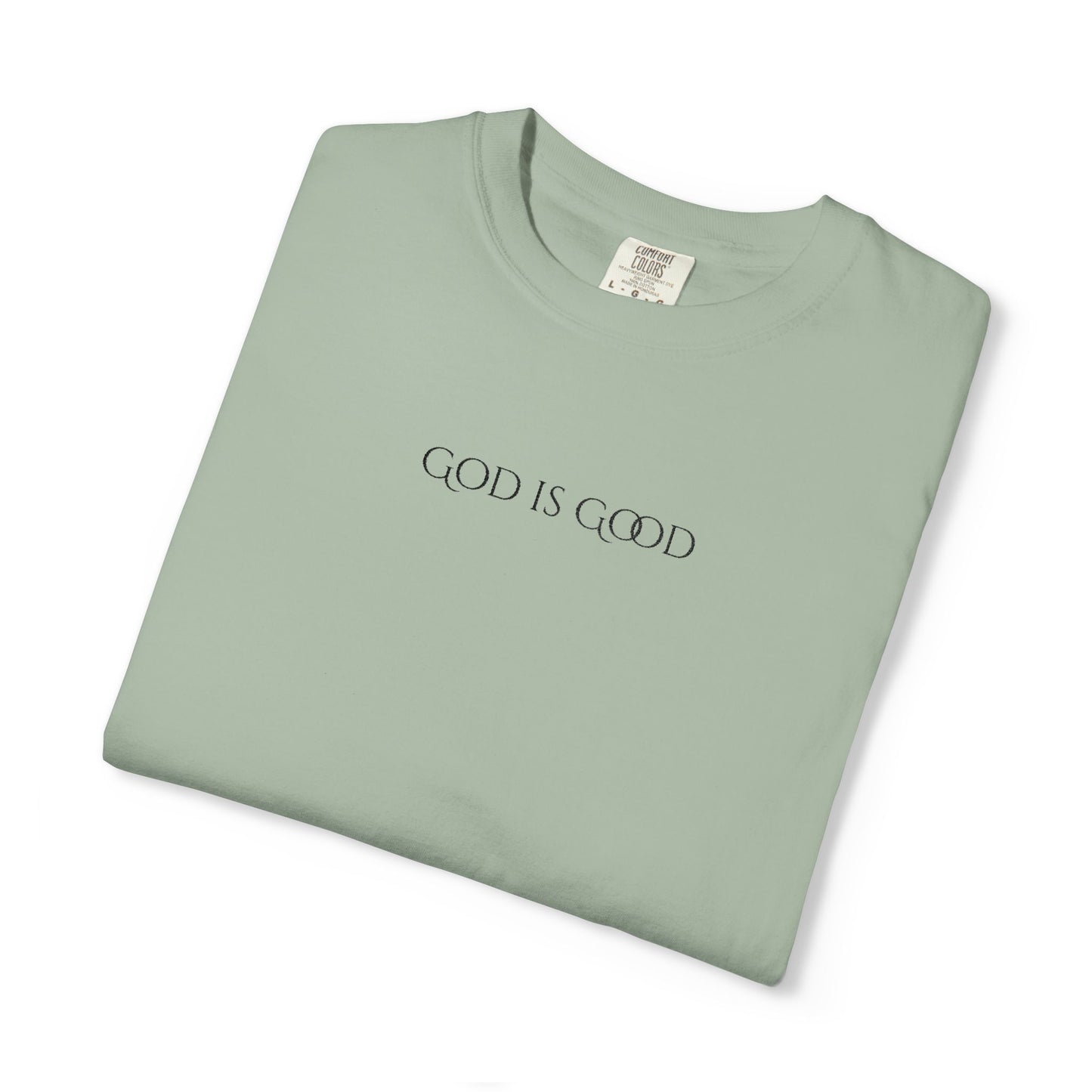 Embroidered God is Good Unisex Tee, Vintage Washed Shirt, Religious Graphic Tshirt, Faith Apparel, Inspirational Clothing