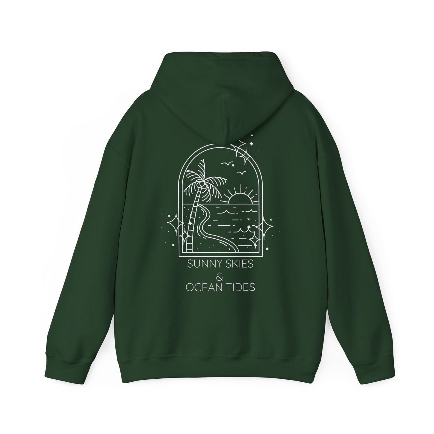 Sunny Skies and Ocean Tides Hoodie, Unisex Sweater, Summer Apparel, Ocean Lover Gift, Relaxing Outfit, Casual Fashion