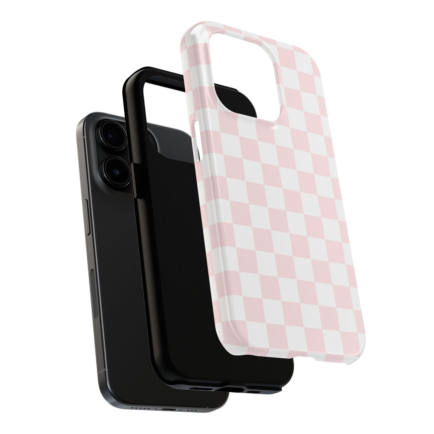Pink Checker Tough Phone Case — Durable Protective Phone Cover with Pastel Checkered Design