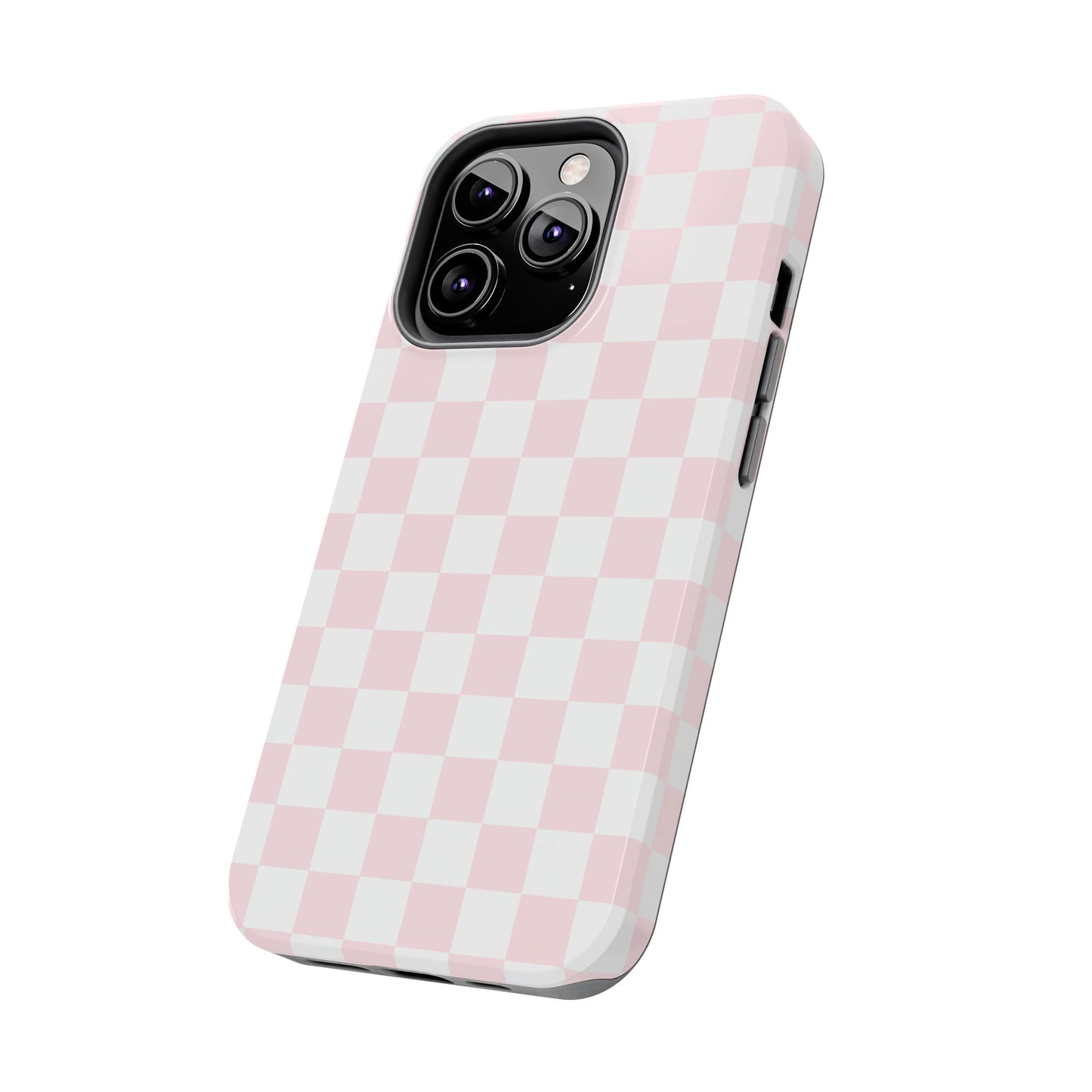 Pink Checker Tough Phone Case — Durable Protective Phone Cover with Pastel Checkered Design