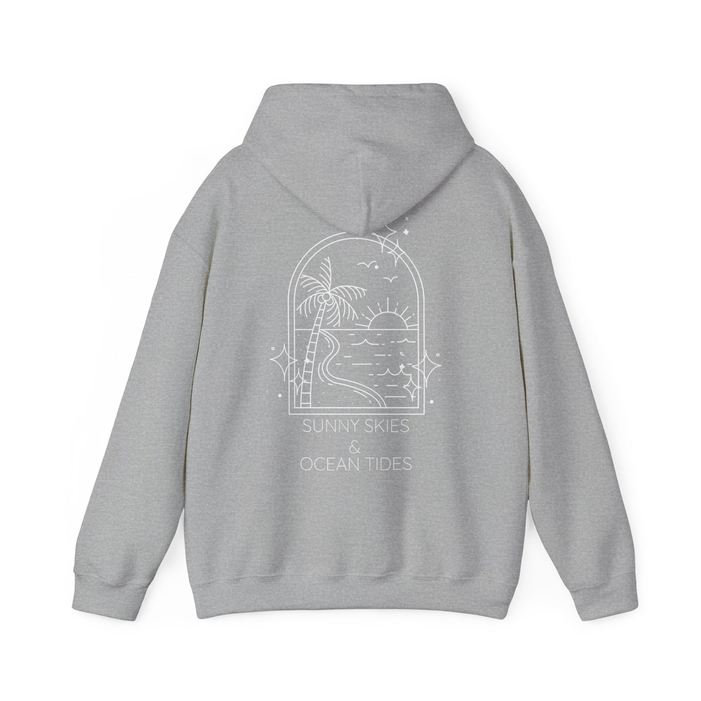 Sunny Skies and Ocean Tides Hoodie, Unisex Sweater, Summer Apparel, Ocean Lover Gift, Relaxing Outfit, Casual Fashion