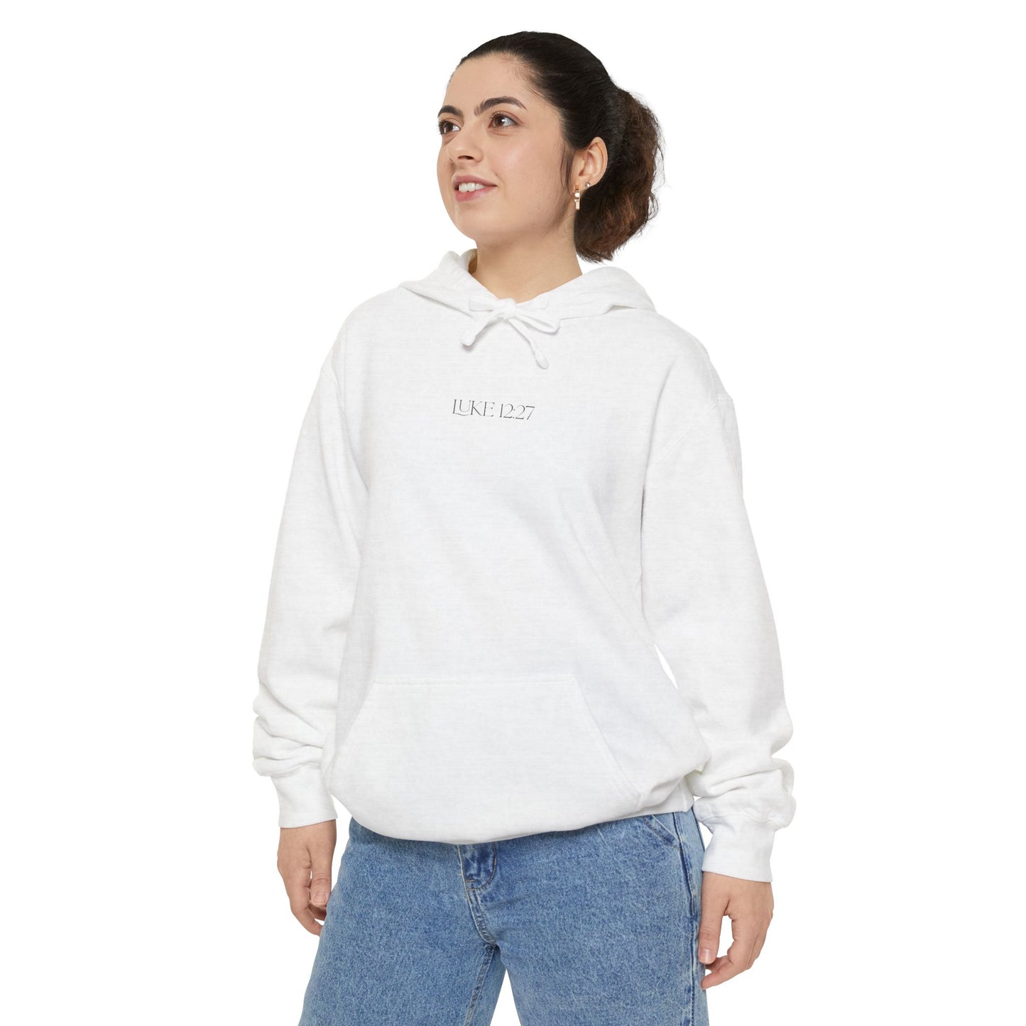 Luke 12:27 Hoodie, Christian Religious Sweatshirt, Inspirational Luke 12:27 Flower Design, Men Women Pullover, Religious Gift, Scripture