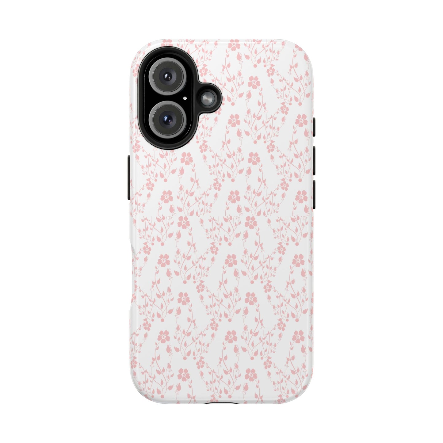 Pink Flower Cute Aesthetic Tough Phone Case, Floral Protective Cover, Girly Unique Smartphone Shell, Pretty Botanical Phone Accessory, Gifts